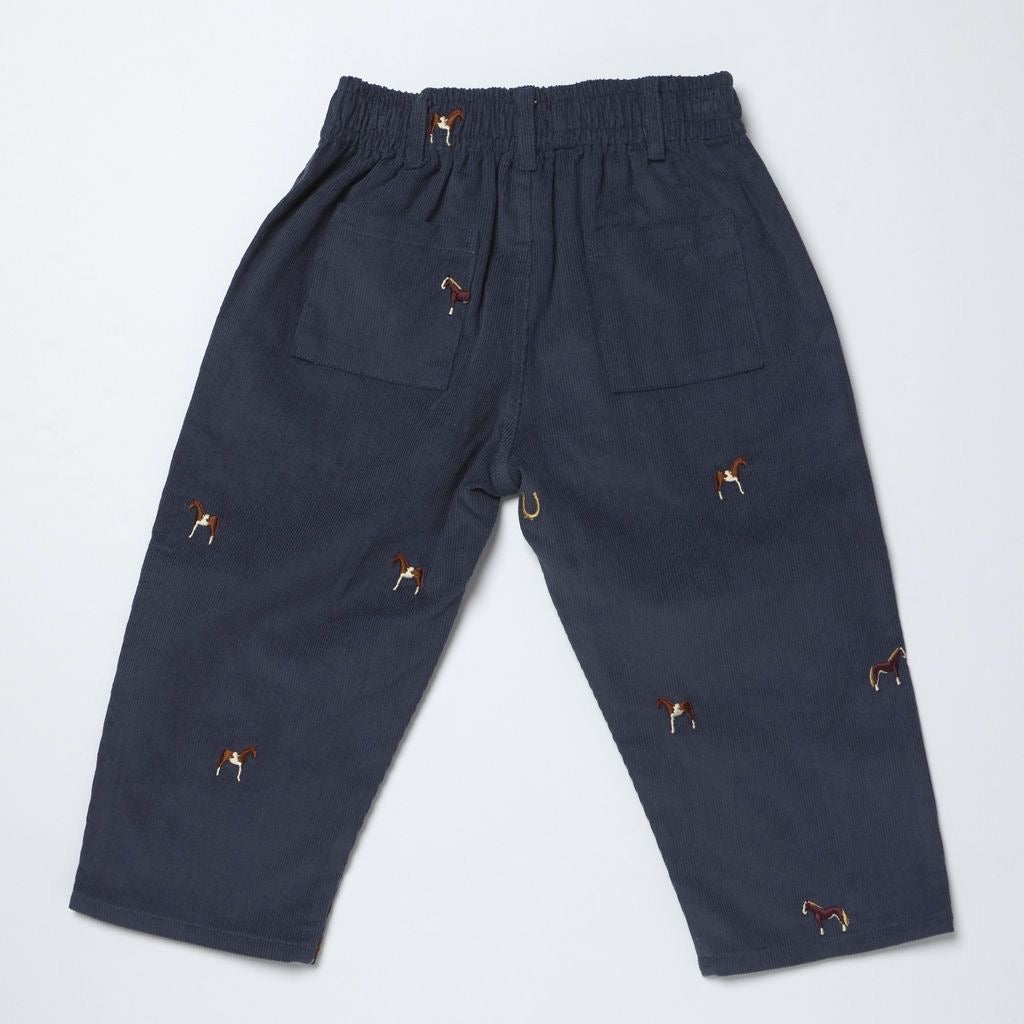 Blue Rooster Boys Corduroy Pant || Horse Embroidery