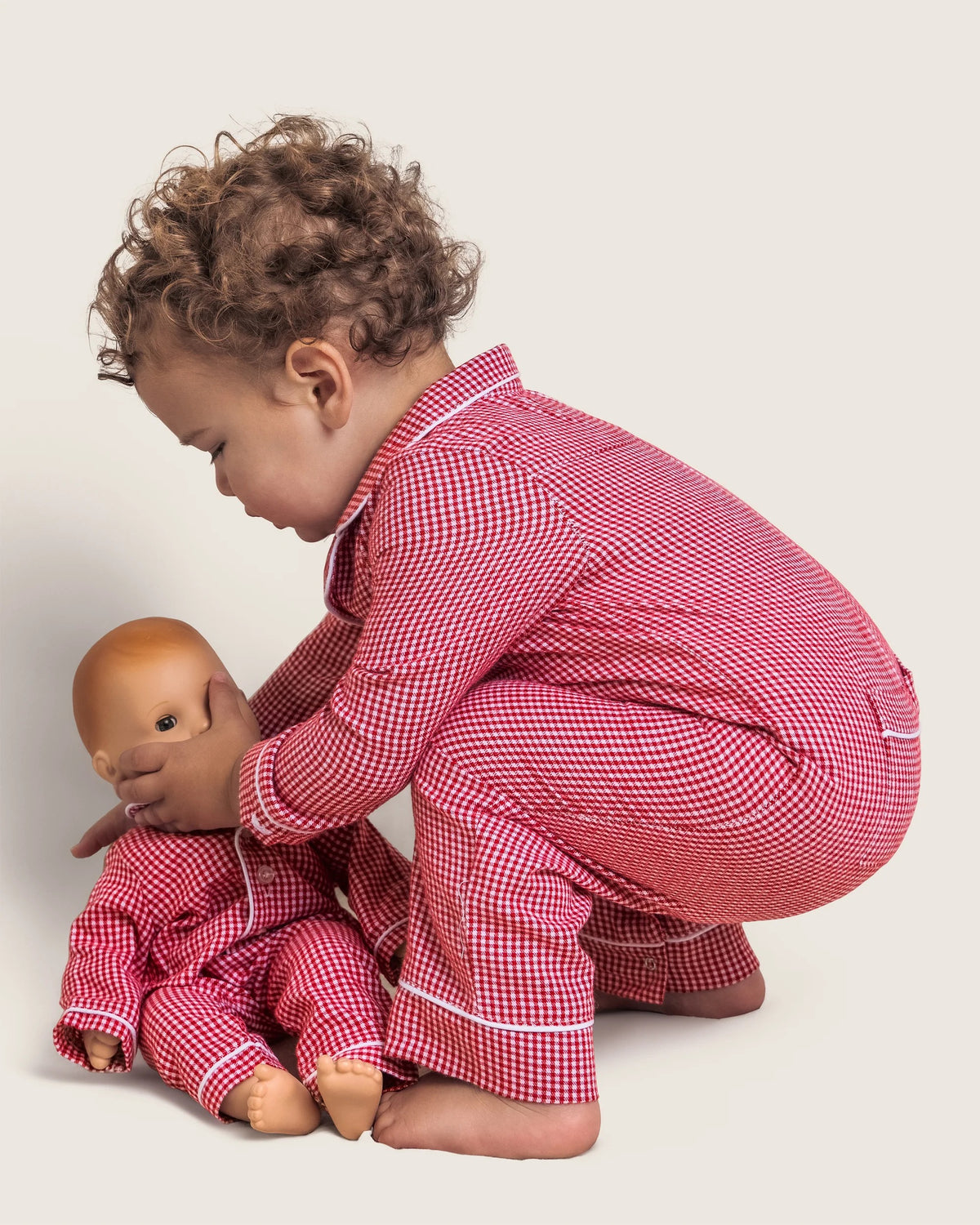 Petite Plume Baby's Flannel Romper || Red Gingham