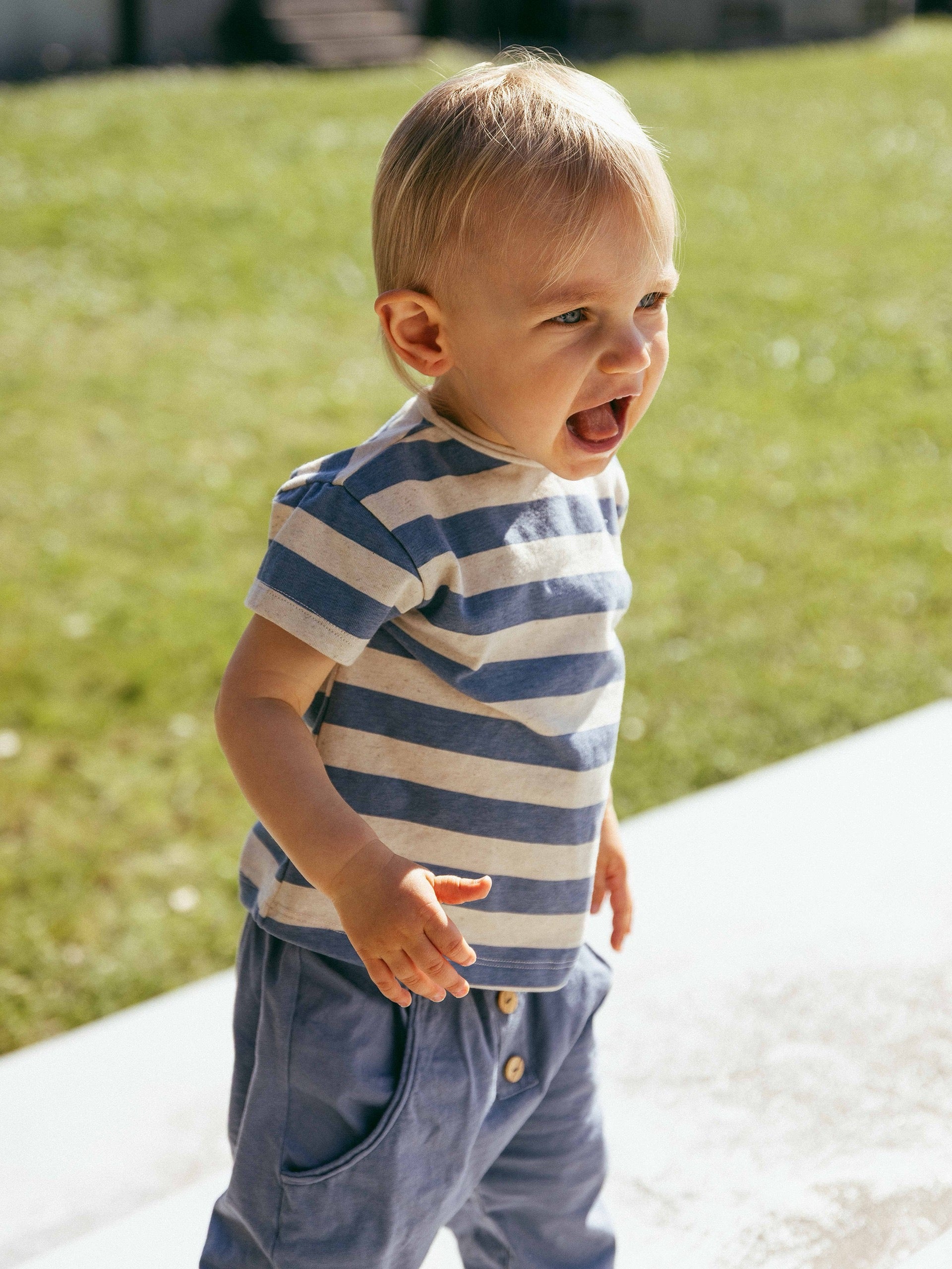 Snug Organic Cotton Striped T-Shirt || Indigo