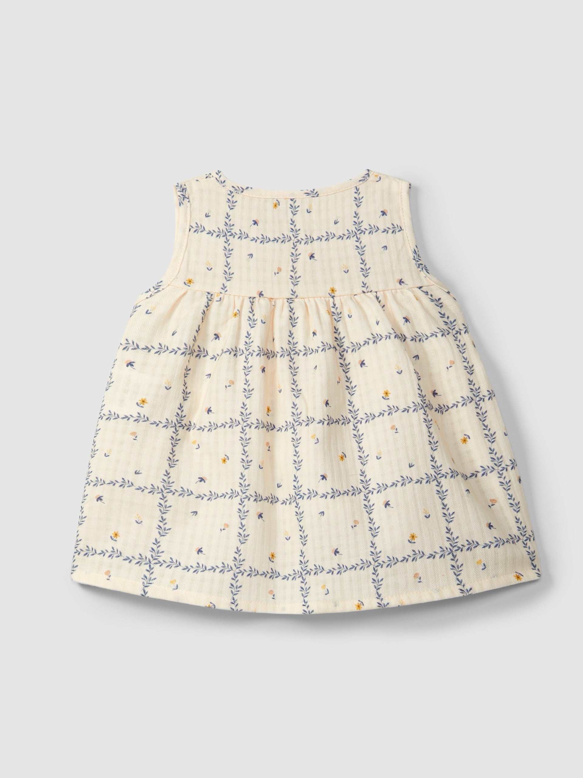 Snug Cotton Printed Dress || Indigo Tile