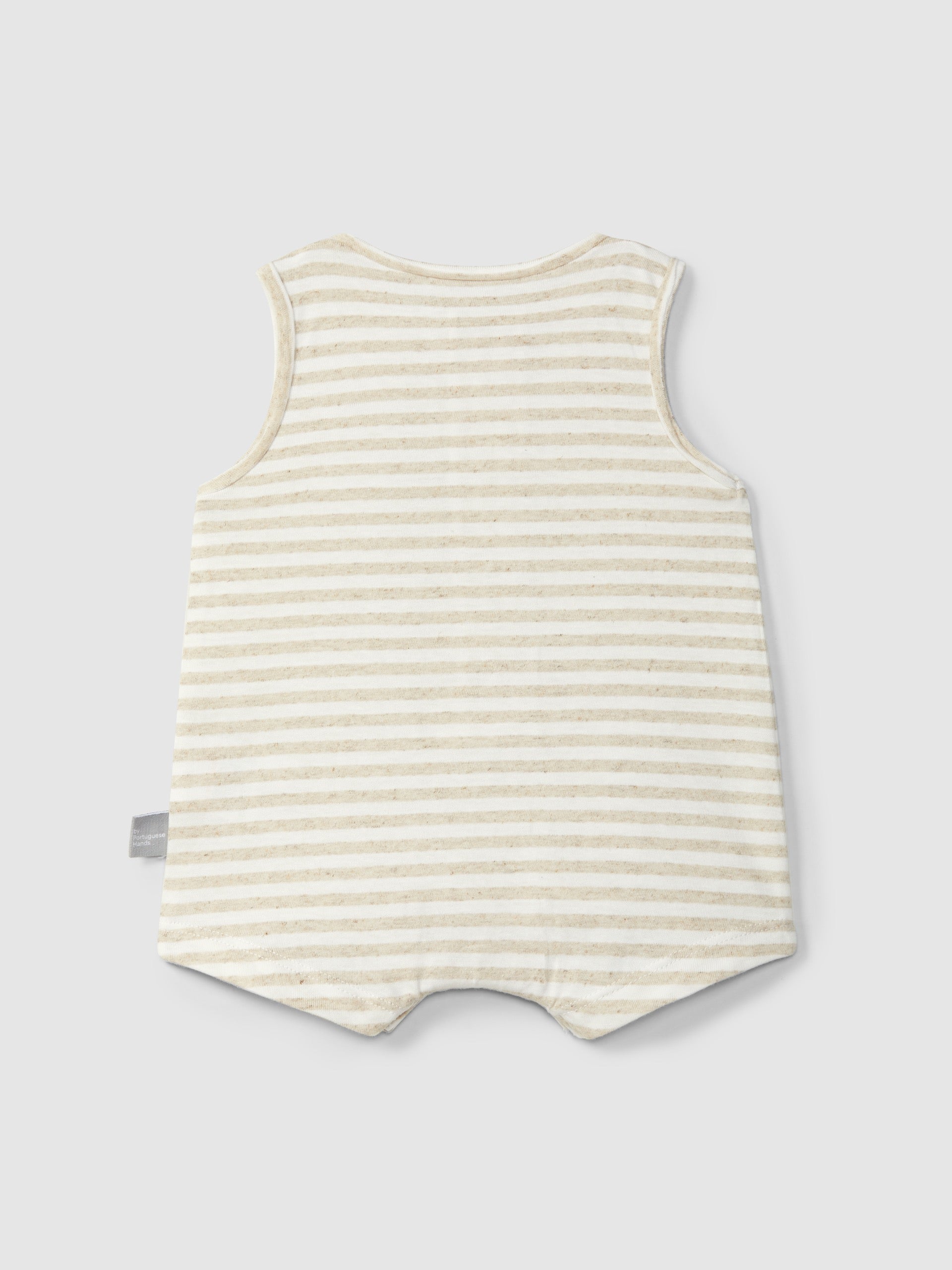 Snug Shortie Romper with Pocket || Linen Stripe