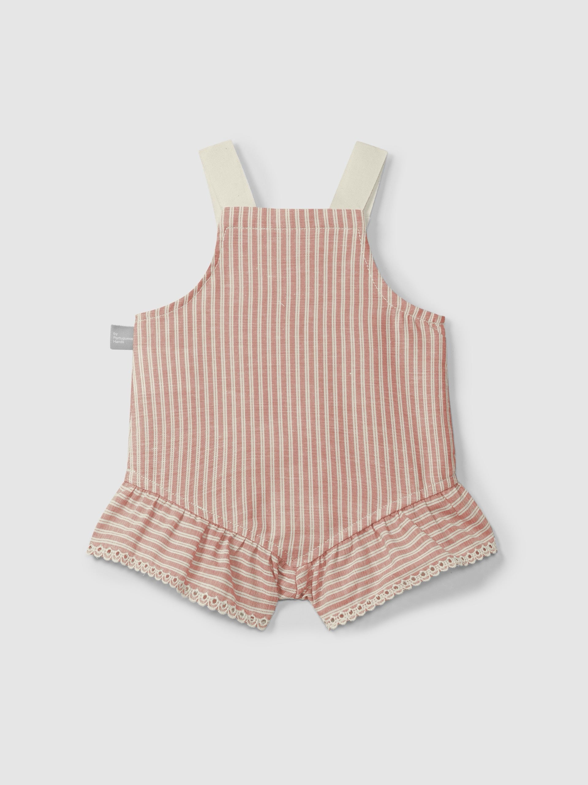 Snug Overalls in Stripe with Lace Trim || Indigo
