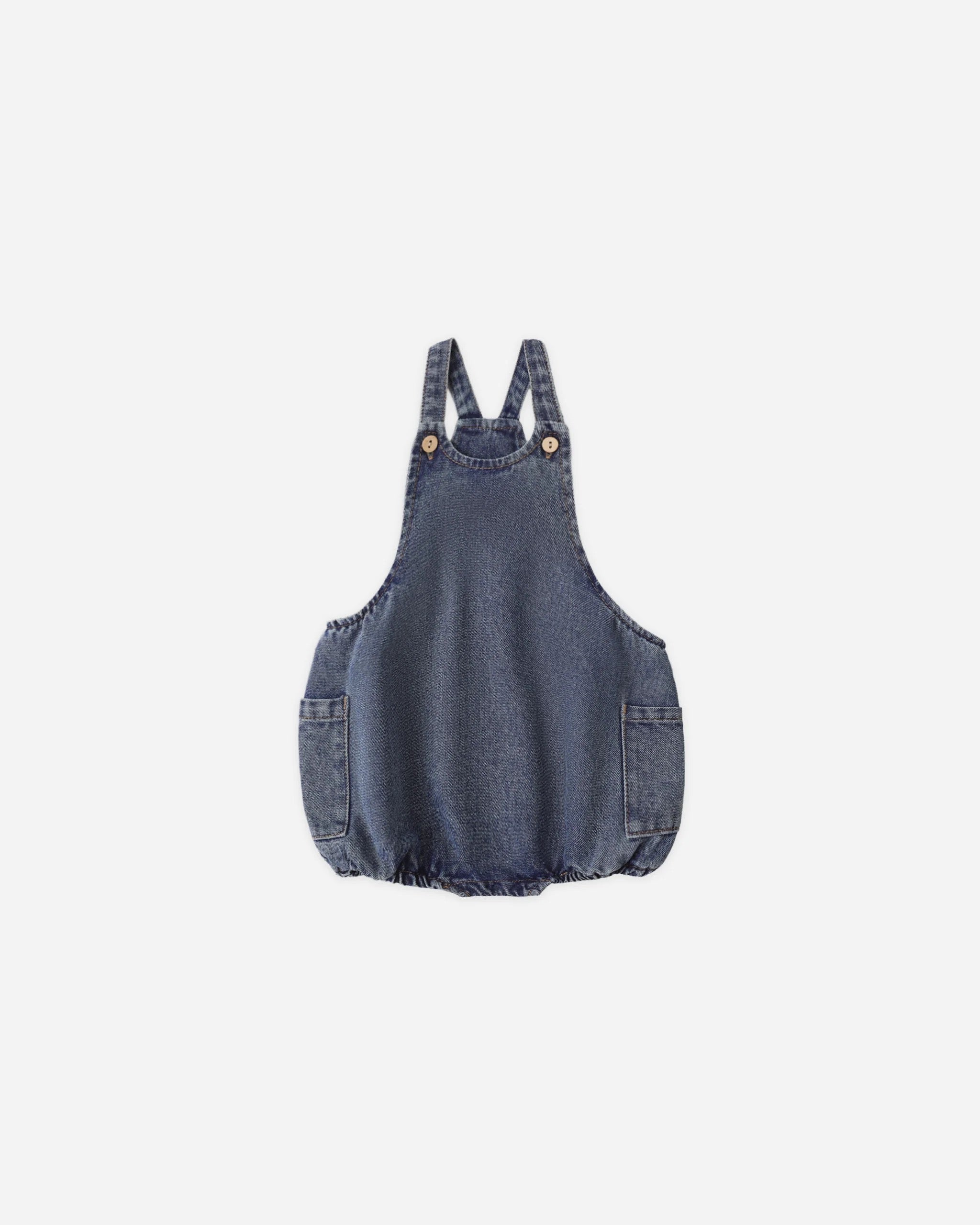 Rylee + Cru Lou Denim Romper || Navy