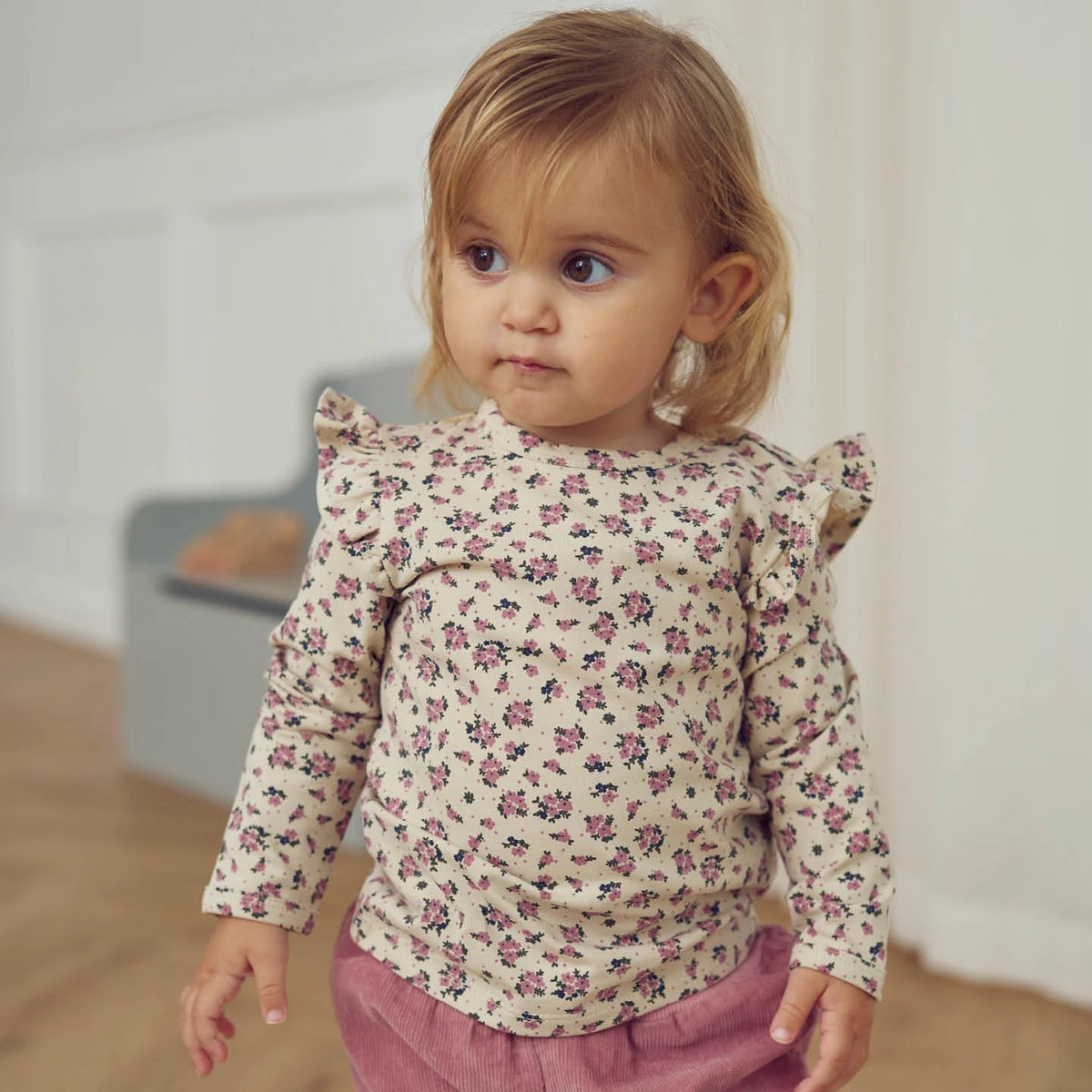 Musli Zinna Frill Long Sleeve Top and Corduroy Pant Set  || Floral Print