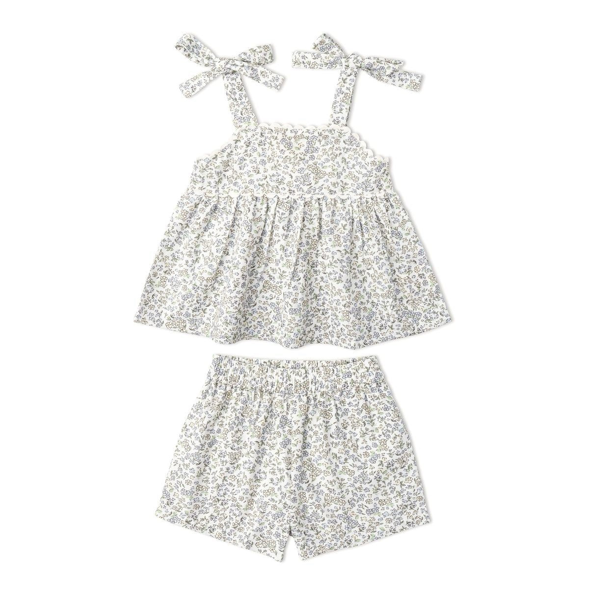Make Make Organics tie up Top & Shorts Set || Tulle Floral