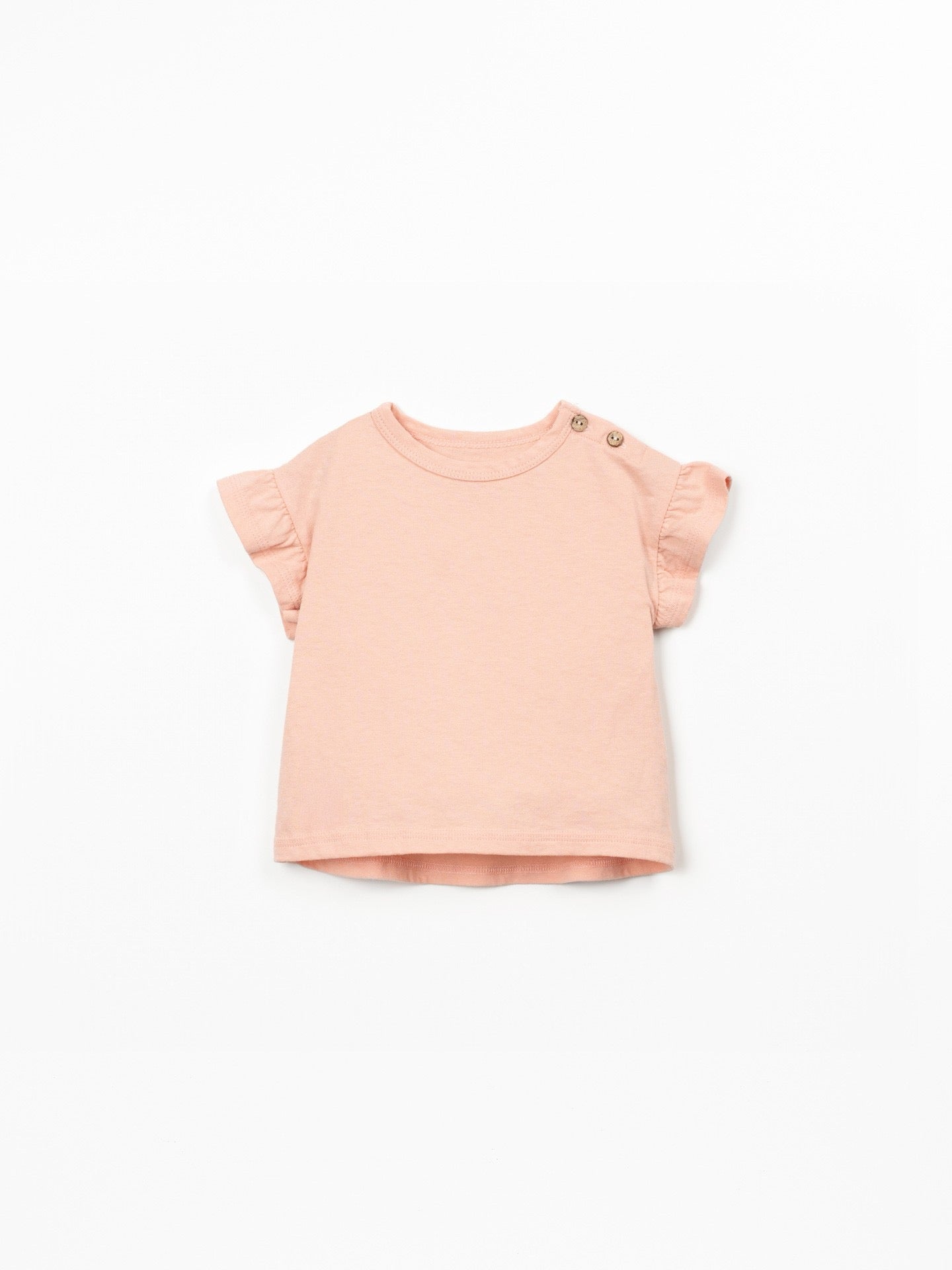 Play Up Ruffle Sleeve Cotton T-Shirt || Salmon