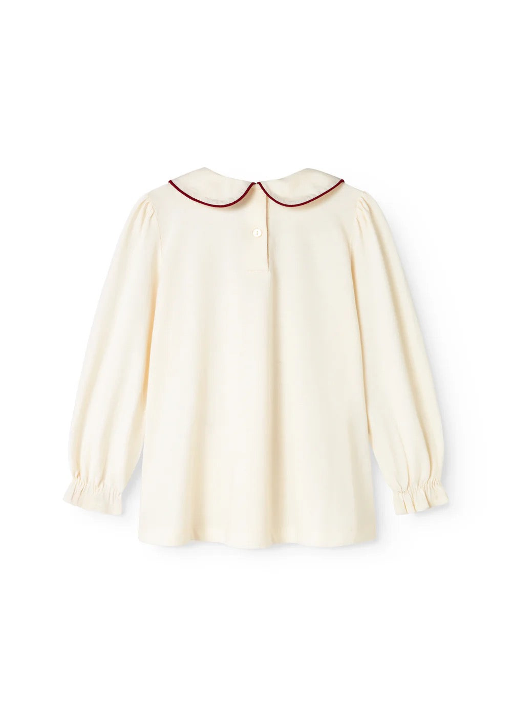 Girls Embroidered Collar Tielle Blouse || Gentle White