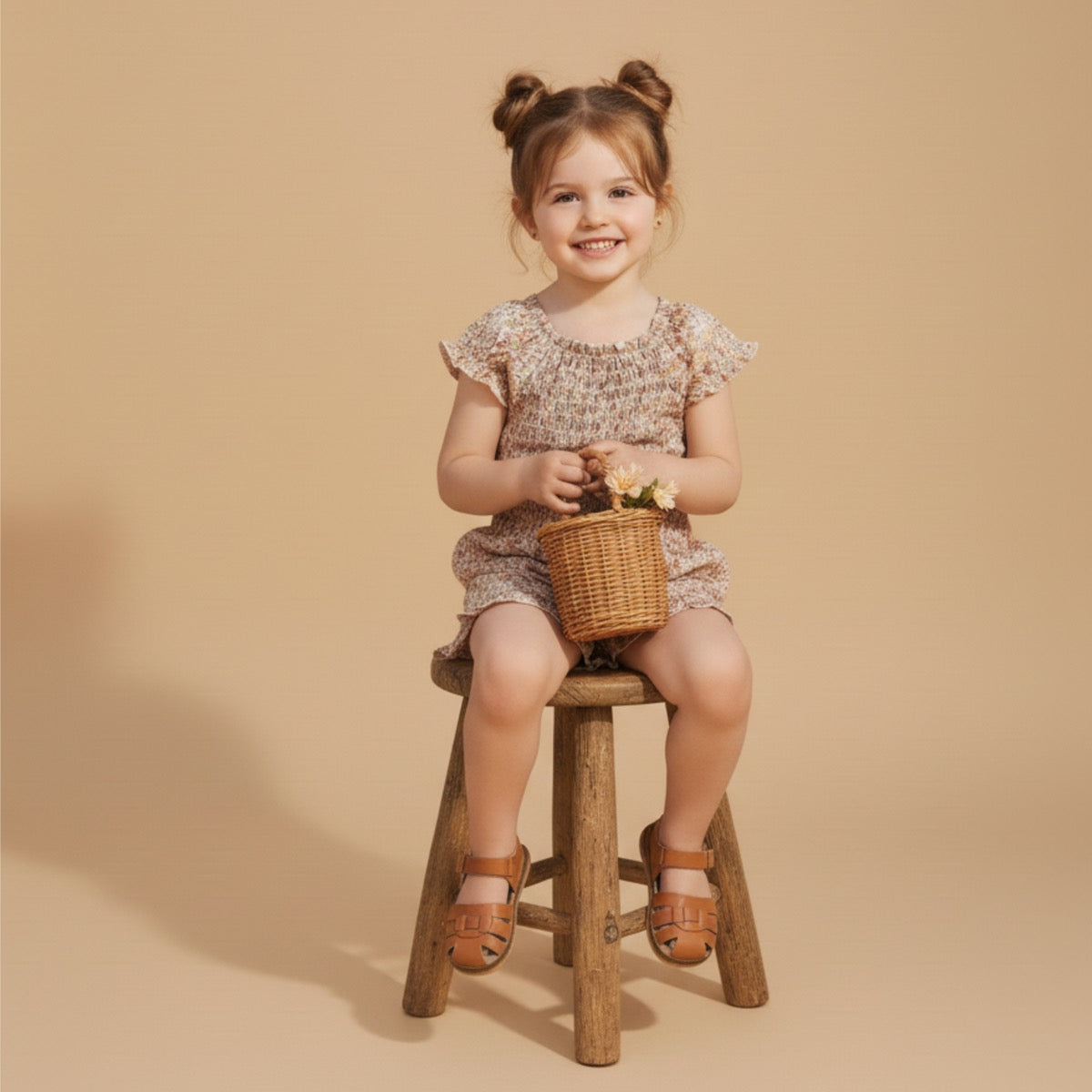 Make Make Organics Smocked Jumpsuit || Pastel Bloom