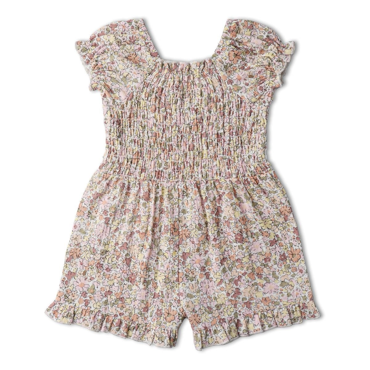 Make Make Organics Smocked Jumpsuit || Pastel Bloom