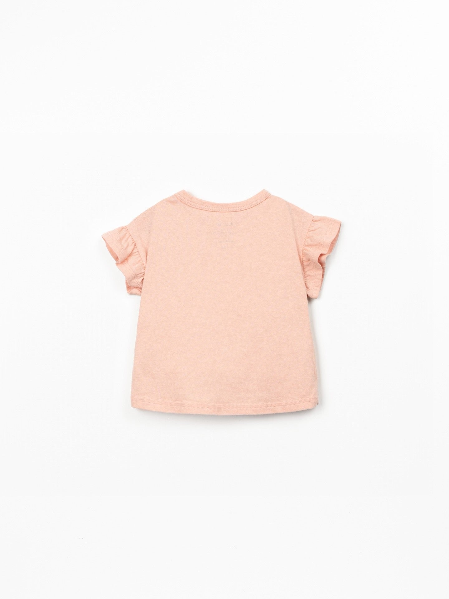 Play Up Ruffle Sleeve Cotton T-Shirt || Salmon