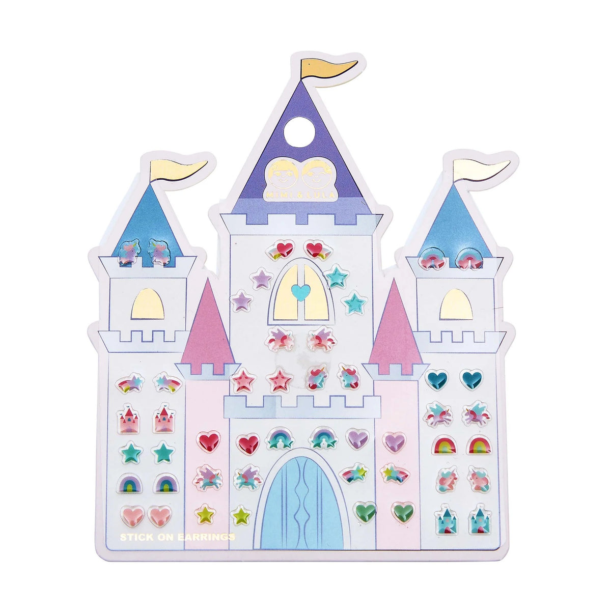 Mimi and Lula Rainbow Castle Stick-on Earrings