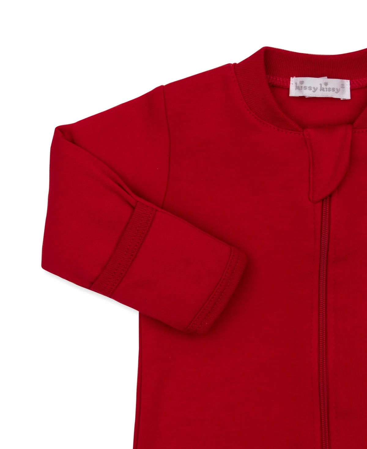 Kissy Kissy Baby's First Christmas Zip Footie || Red