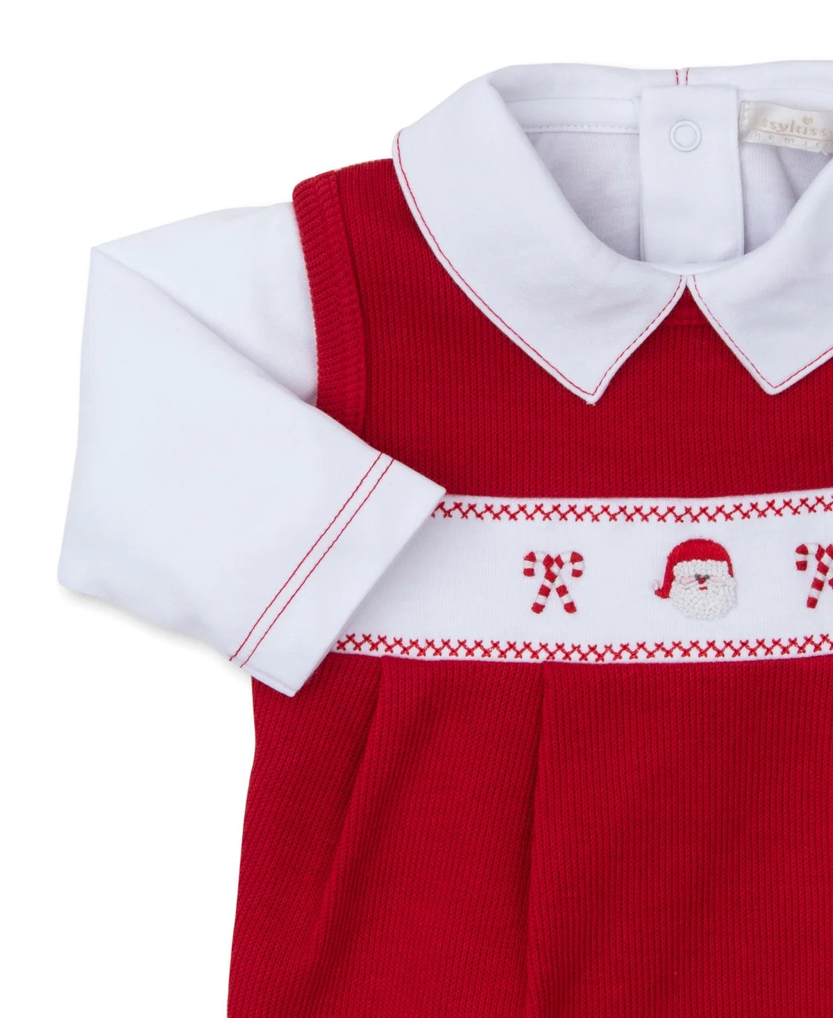 Kissy Kissy Santa Overall Set Hand Embroidered