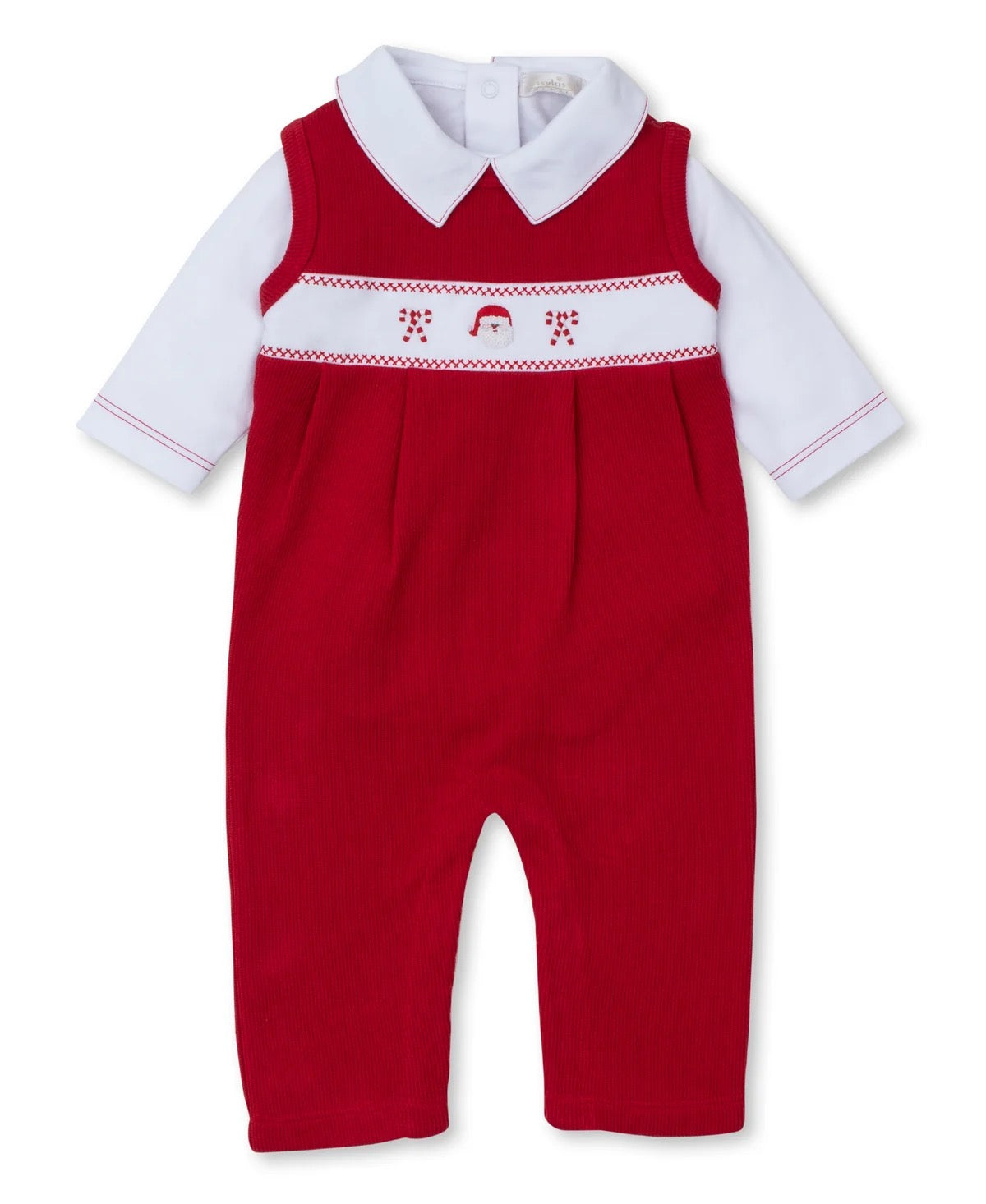 Kissy Kissy Santa Overall Set Hand Embroidered