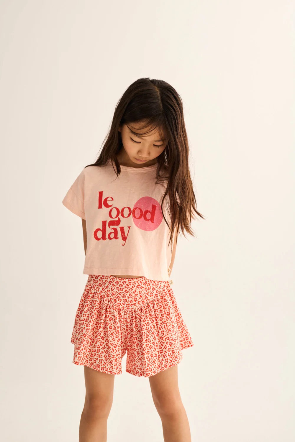 Soft Slub Cotton Print T-Shirt || Cloud Pink