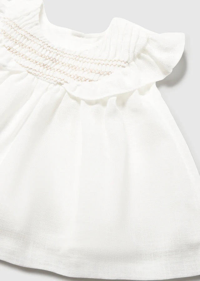 Mayoral Baby Girl Smocked Dress || Cream
