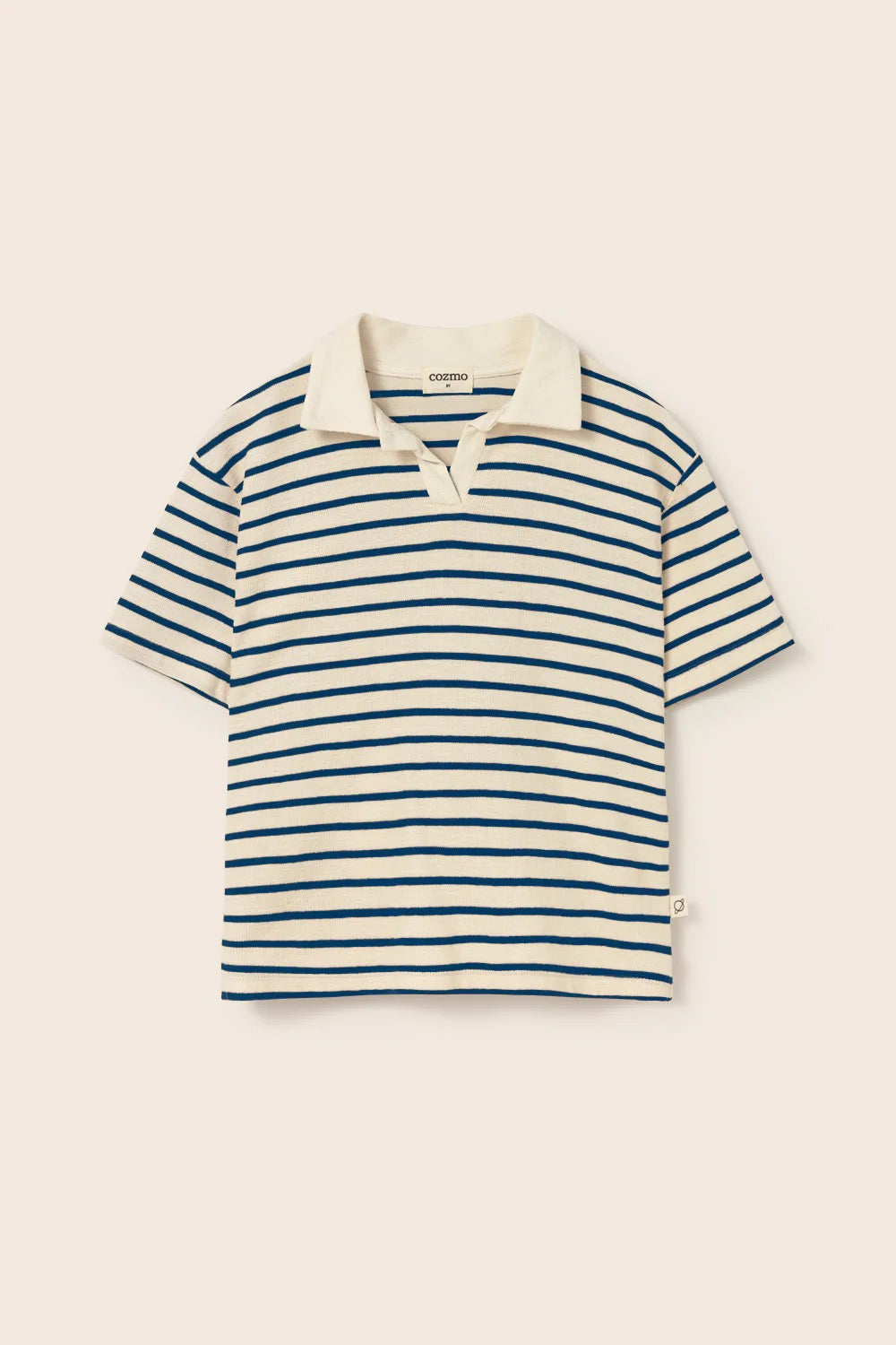 Double-Faced Striped Cotton Polo Shirt || Navy