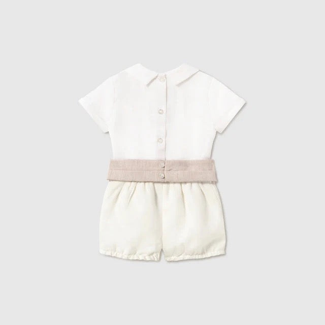 Mayoral Baby Boy 2 Piece Linen Short Outfit || Natural