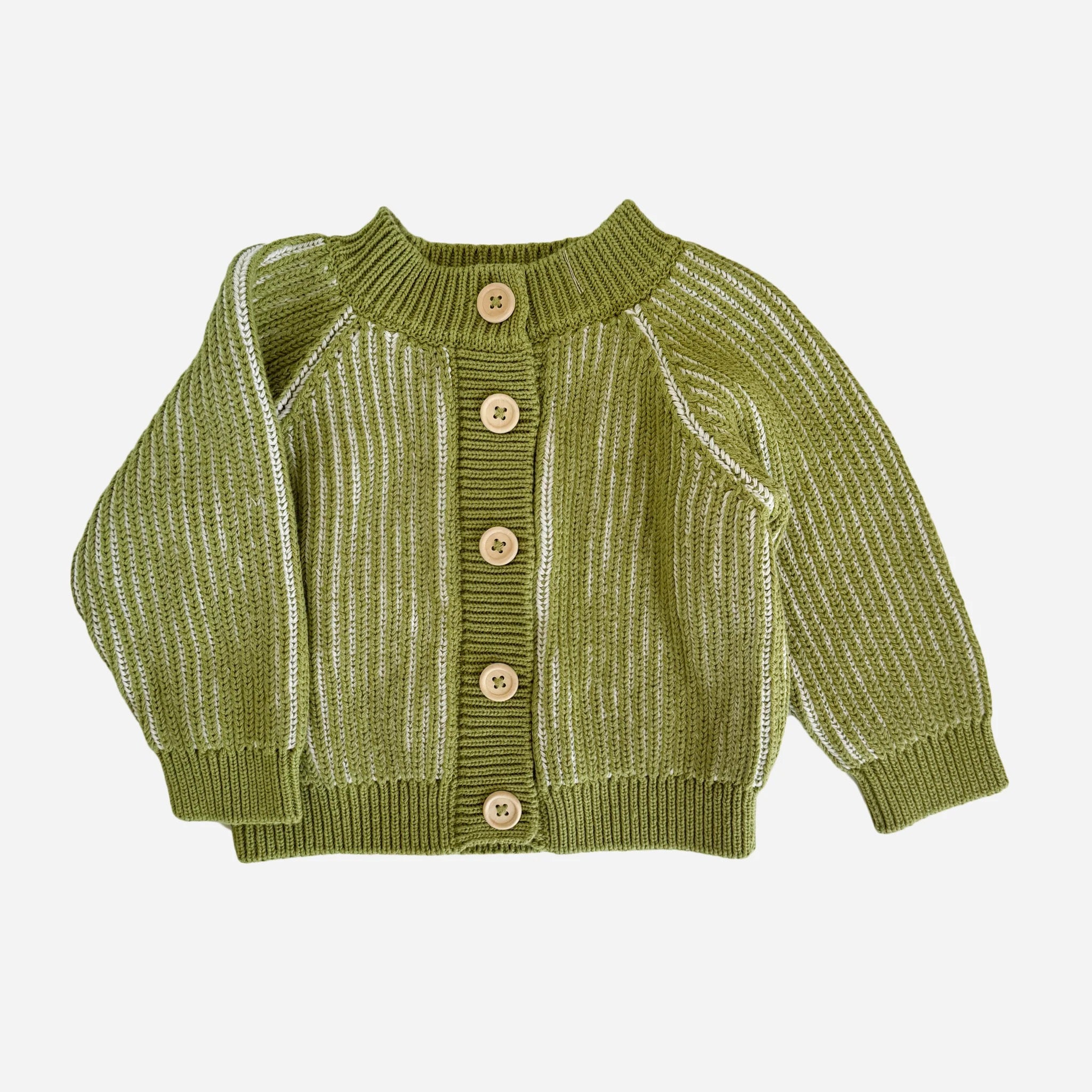Cotton Knit Brioche Cardigan, Green