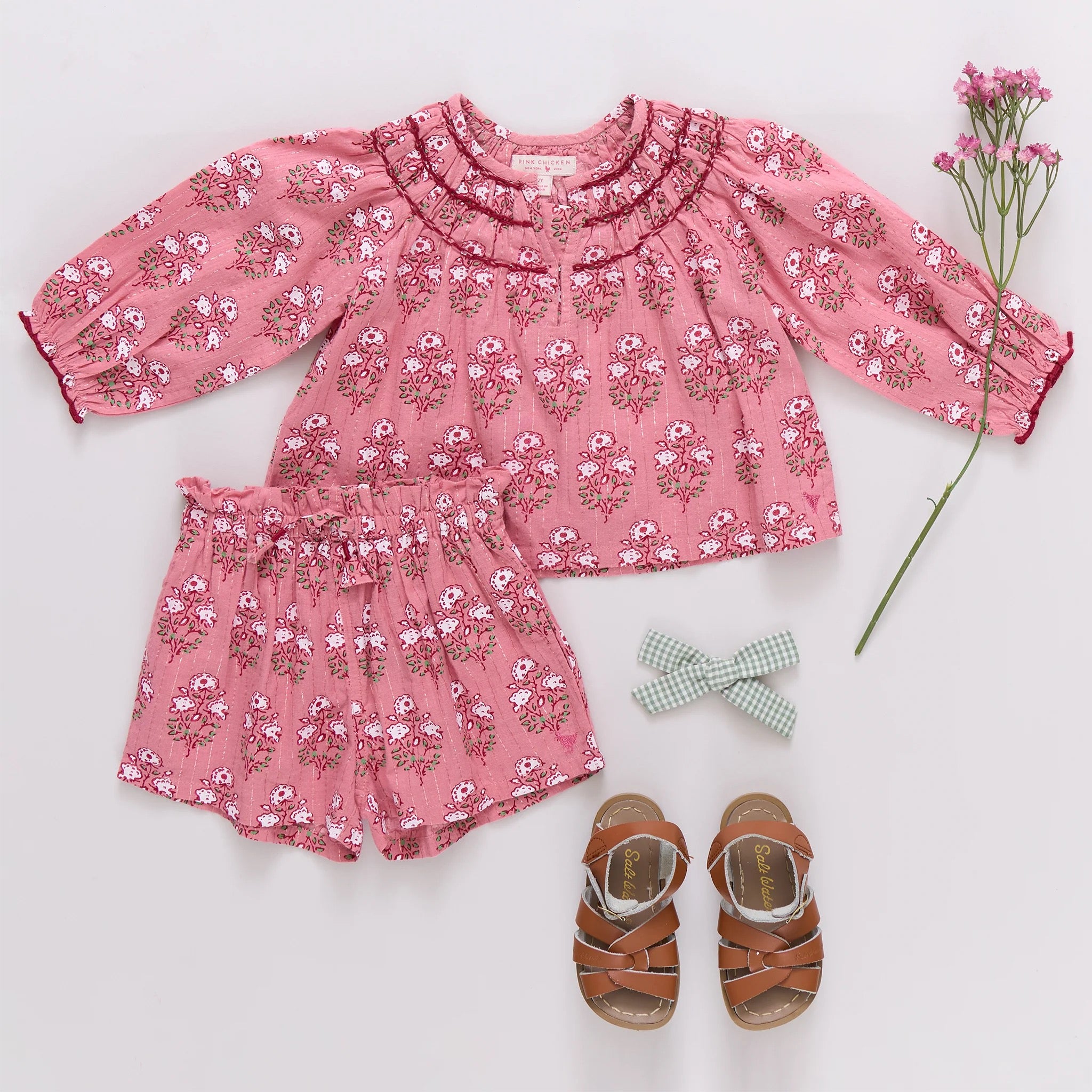 Girls Theodore Short || Pink Strawflower