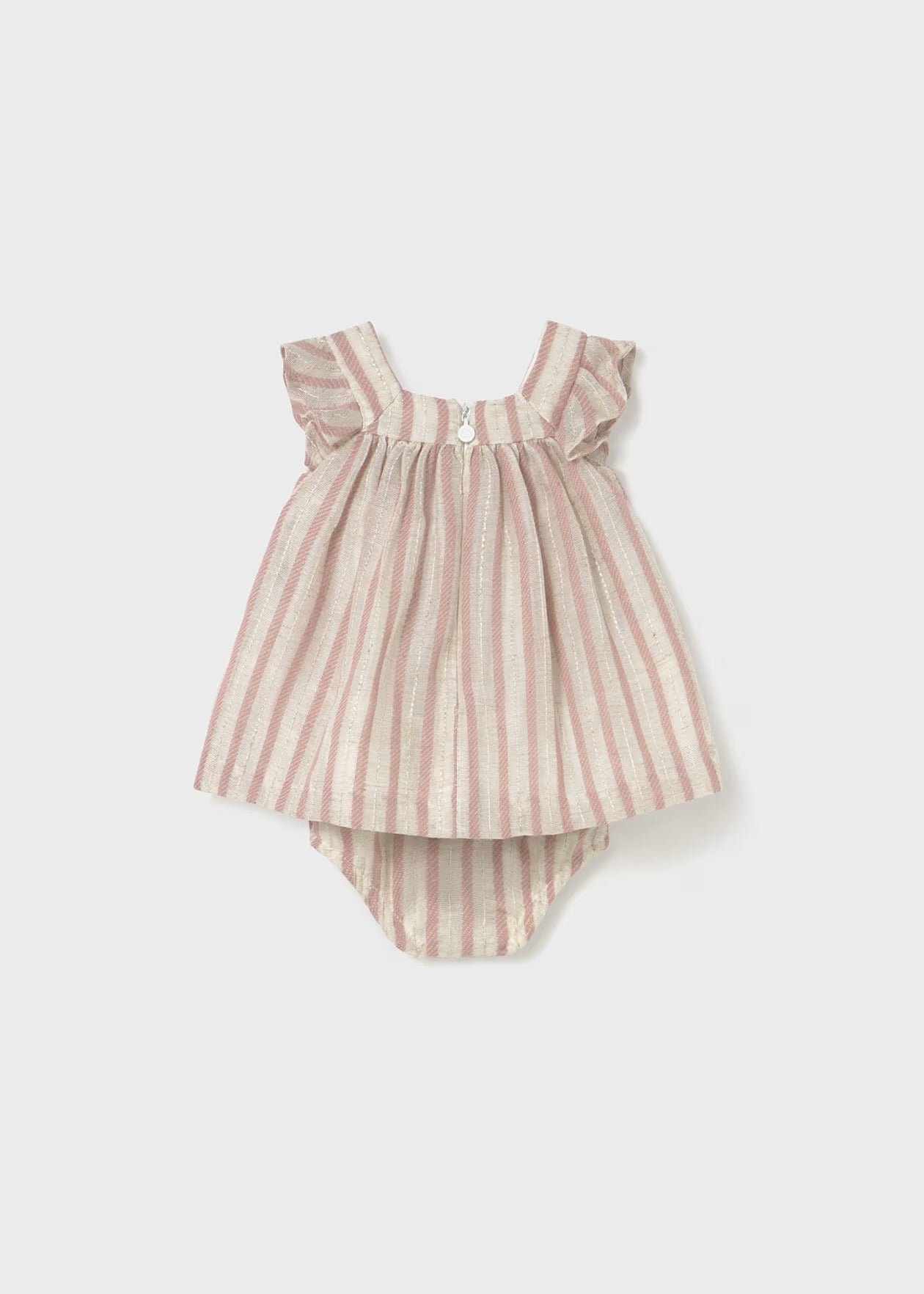 Mayoral Striped Linen Dress with Bloomers Baby Pink