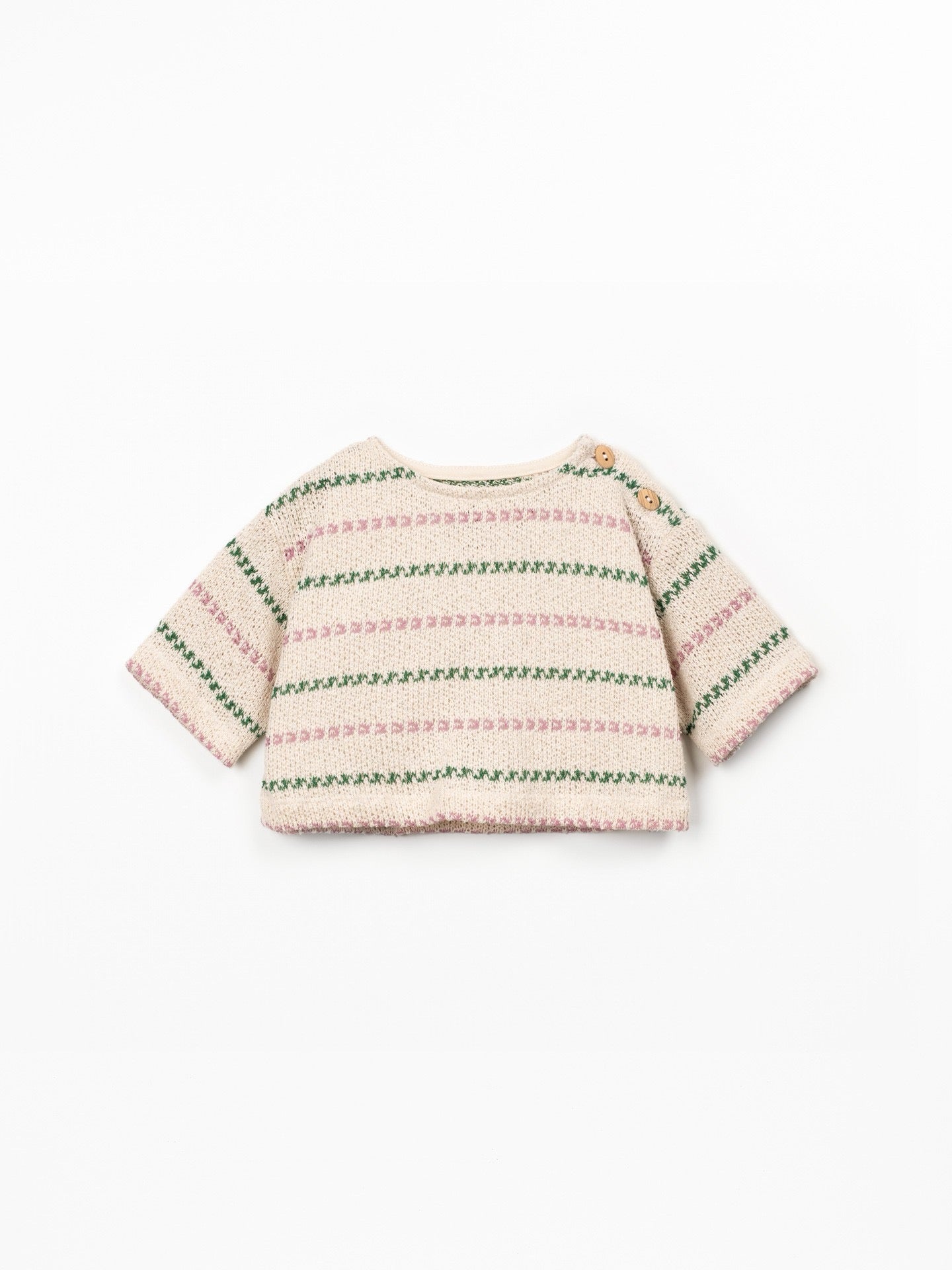 Play Up Girls Striped Jersey Top || Green-Pink