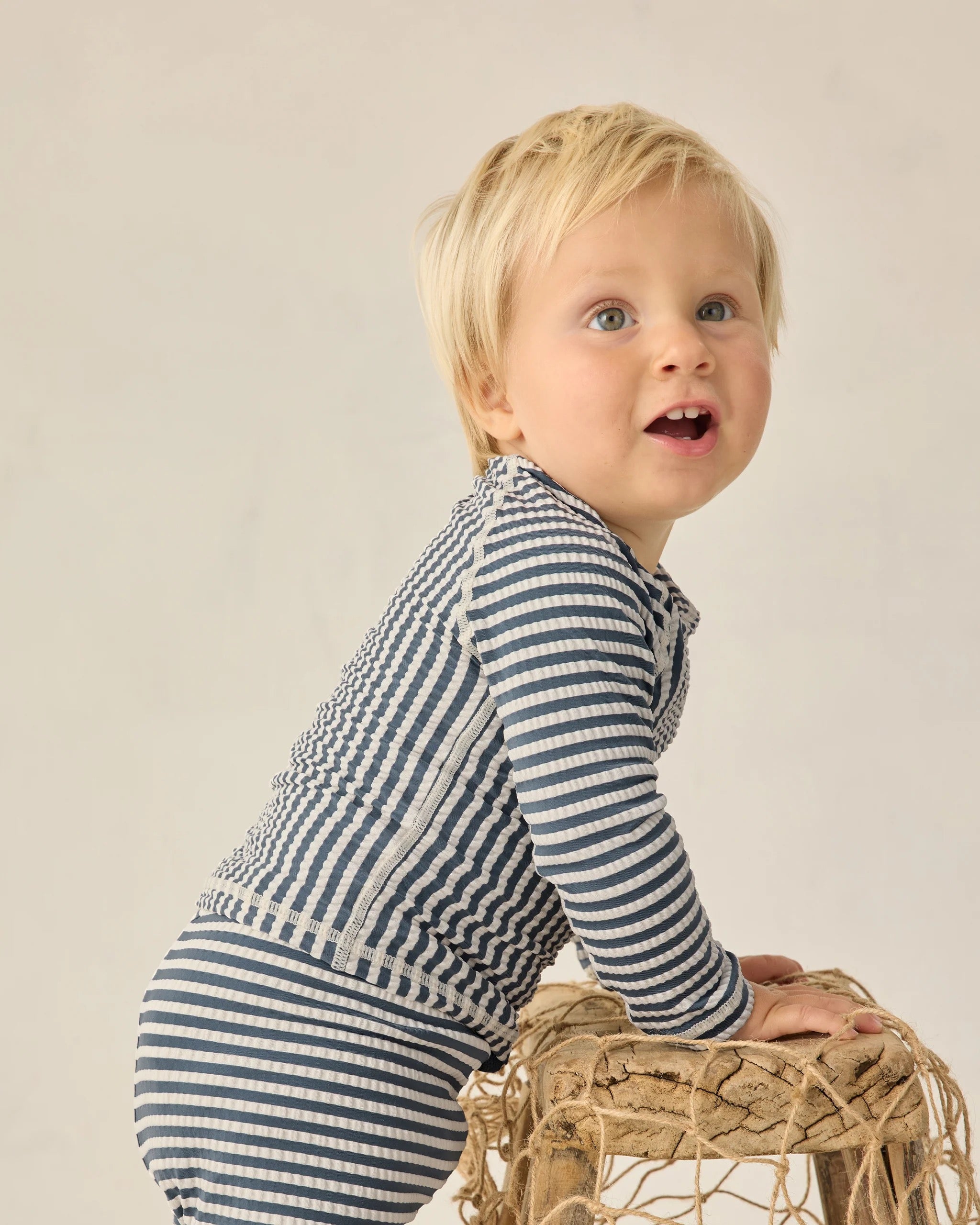 Rylee + Cru Boys Rashguard Set || Navy Stripe