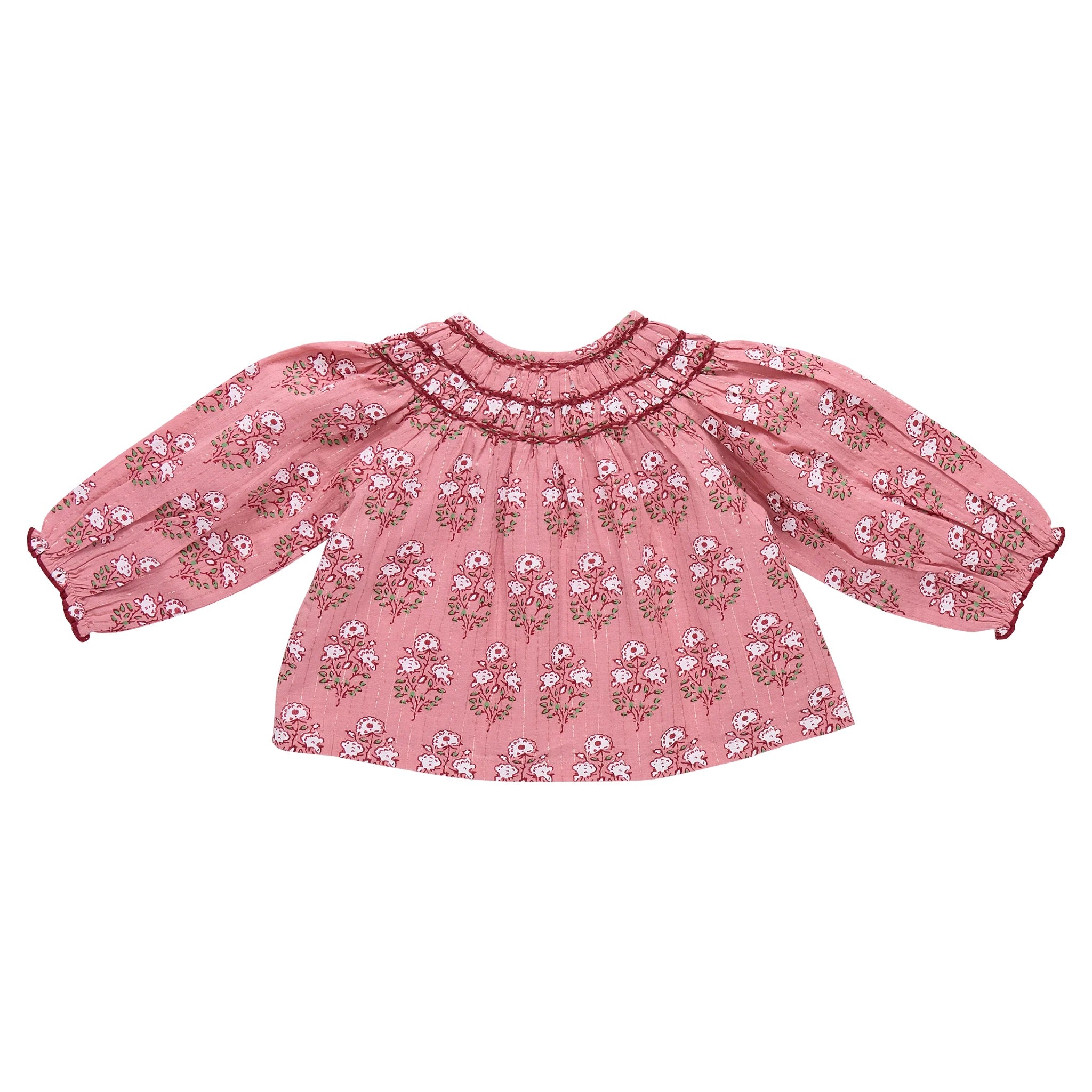 Girls Ava Top || Pink Strawflower