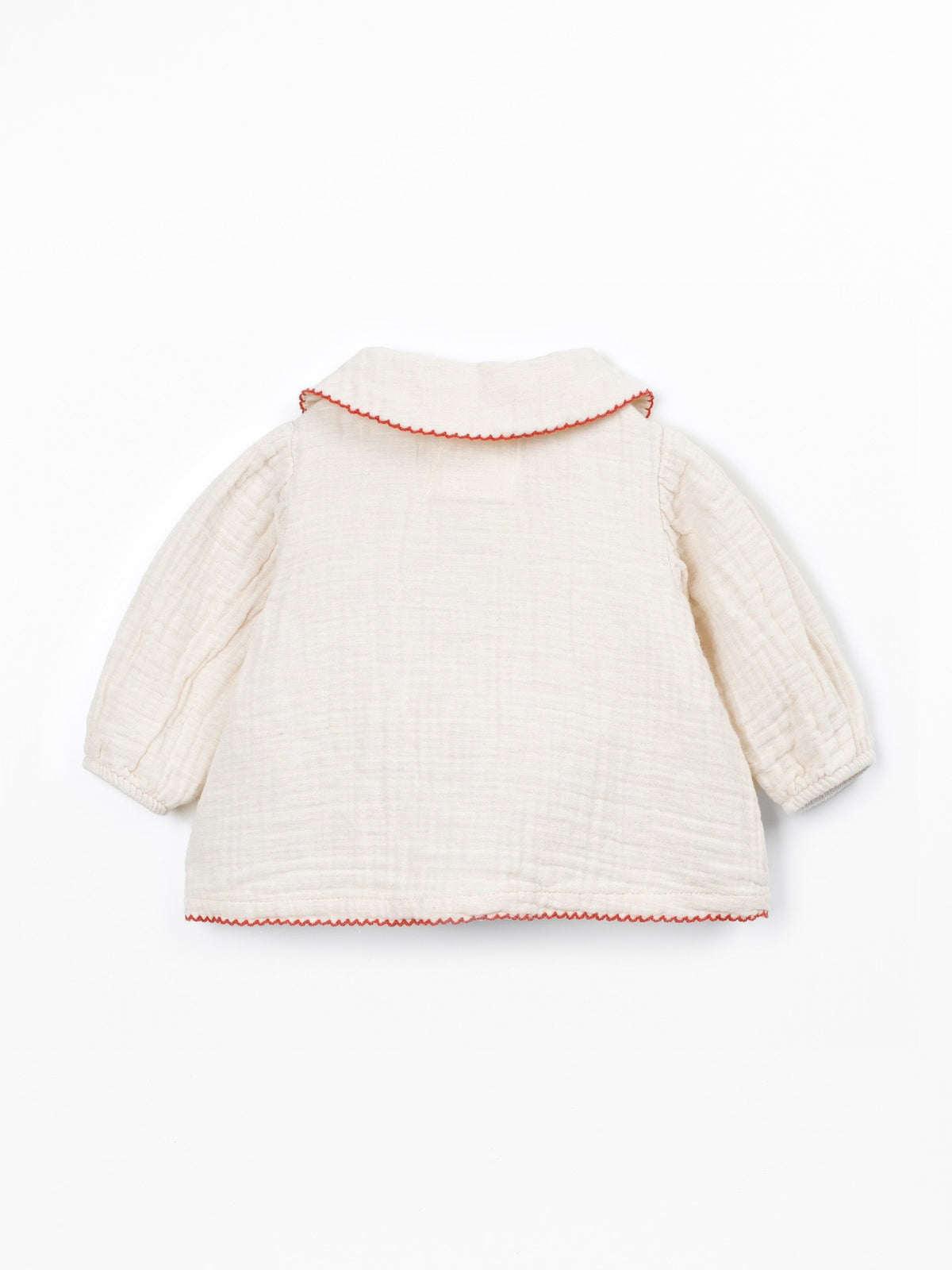 Play Up Woven Blouse with Embroidered Collar || Cream