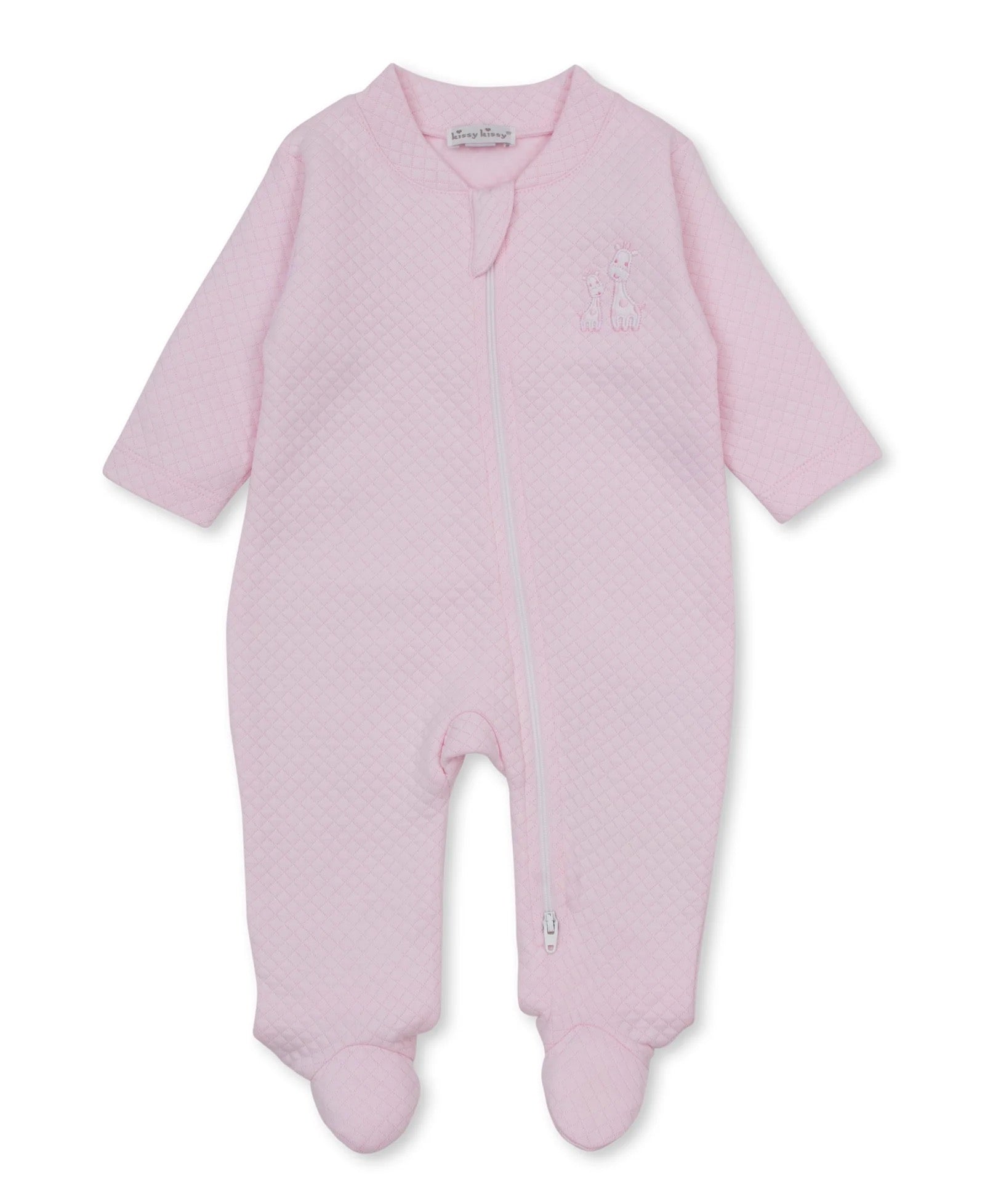 Kissy Kissy Bear Pink Jacquard Zip Footie