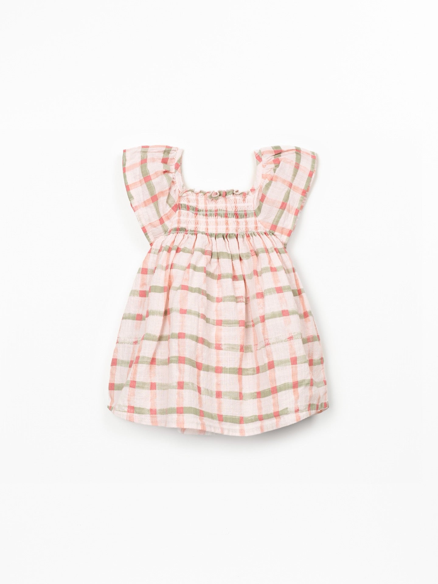 Play Up Girls Checkered Printed Dress || Green-Pink