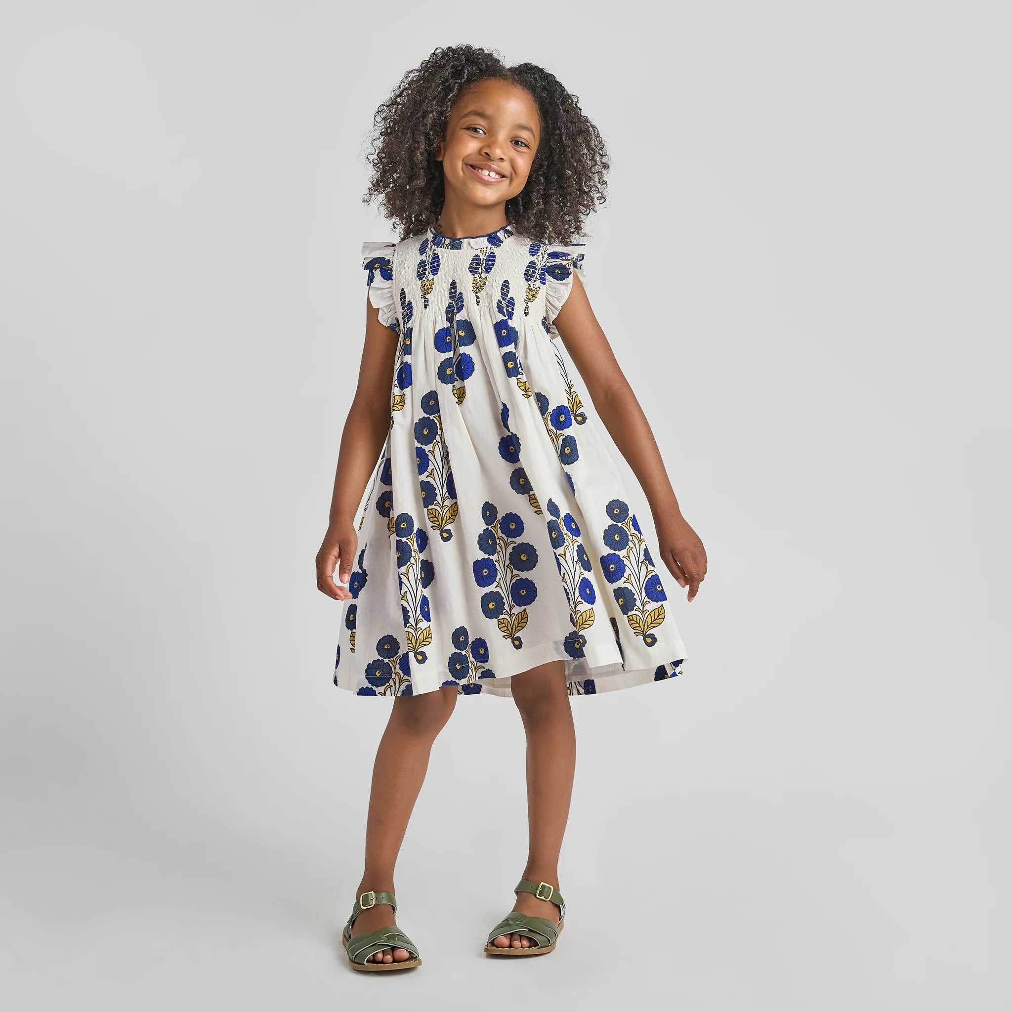 Girls Stevie Dress || Navy Buttercup Floral