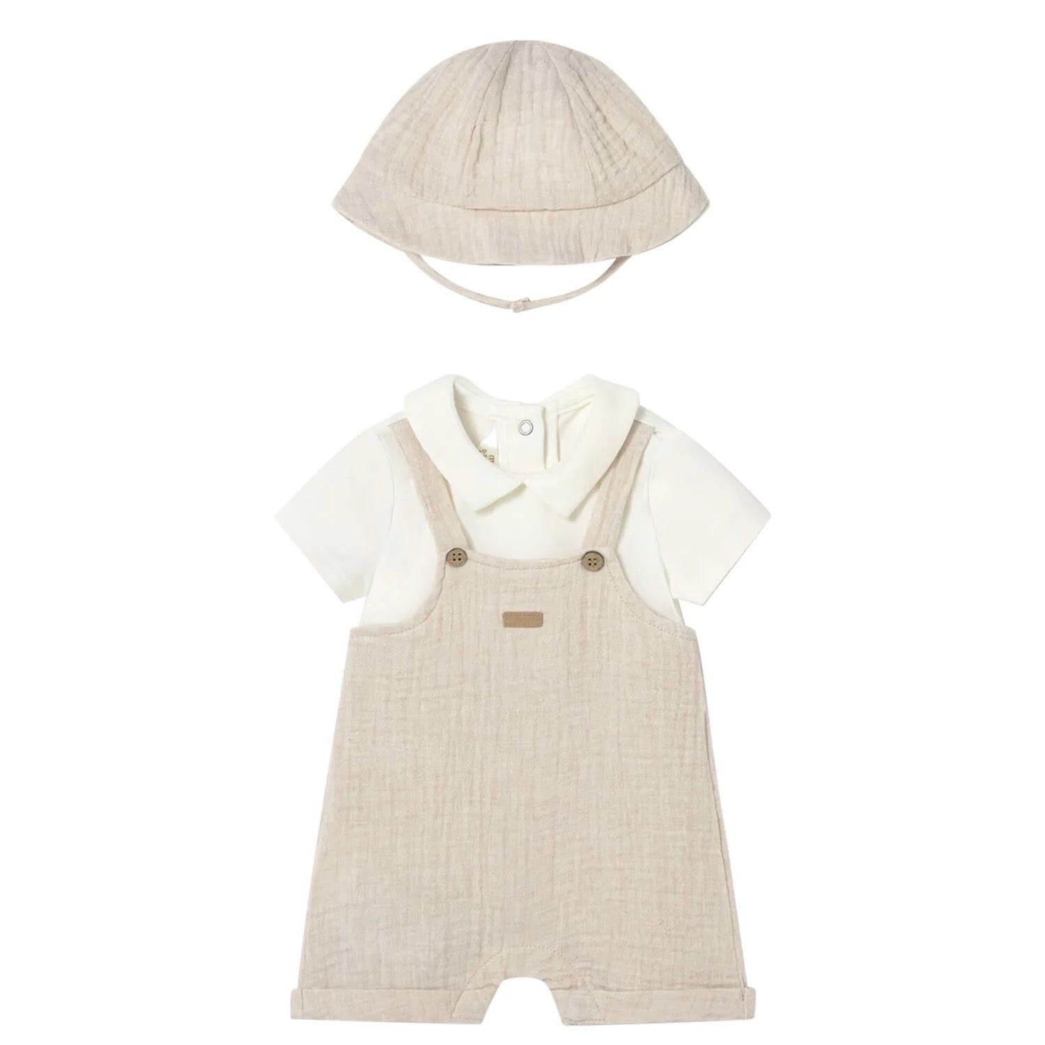 Mayoral Baby Boy 2-Piece Romper Set || Cream