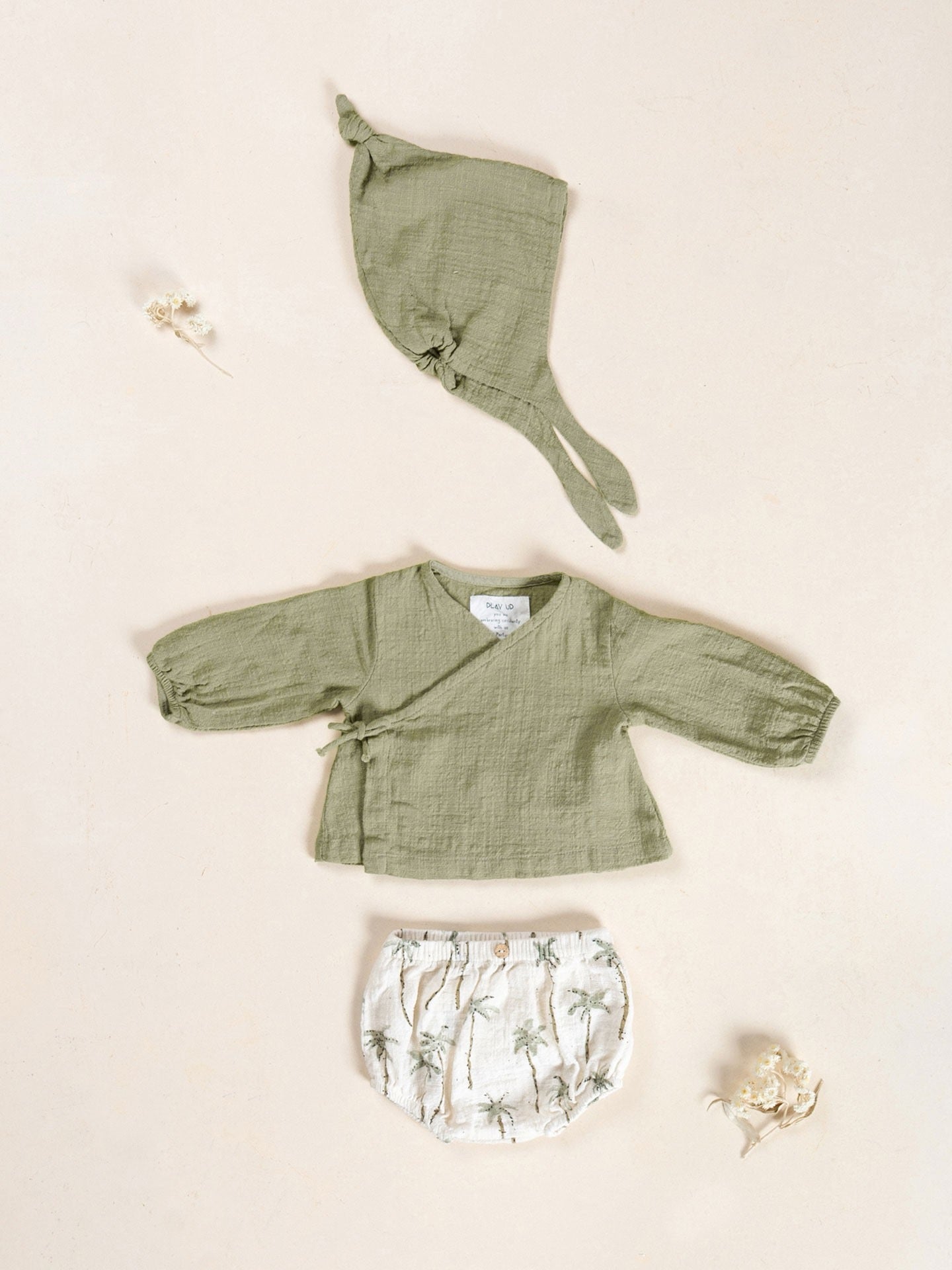 Play Up Cotton Kimono Style Top || Khaki Green