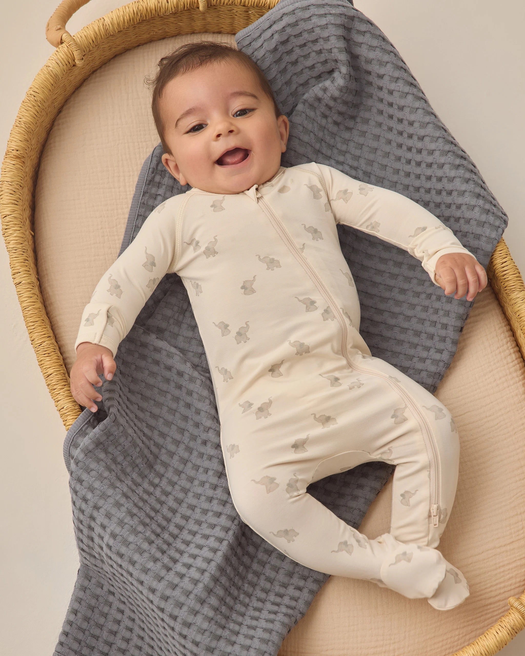 Quincy Mae Bamboo Zip Footie || Elephants