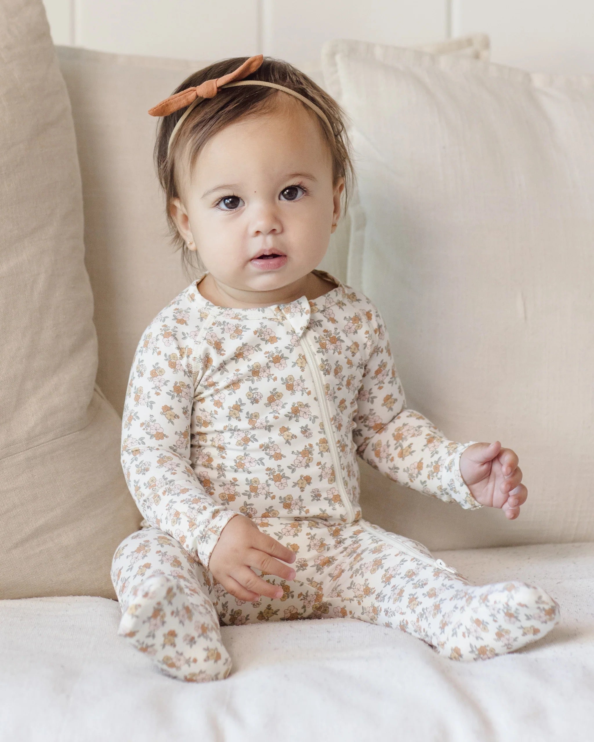 Quincy Mae Bamboo Zip Footie || Wildflower