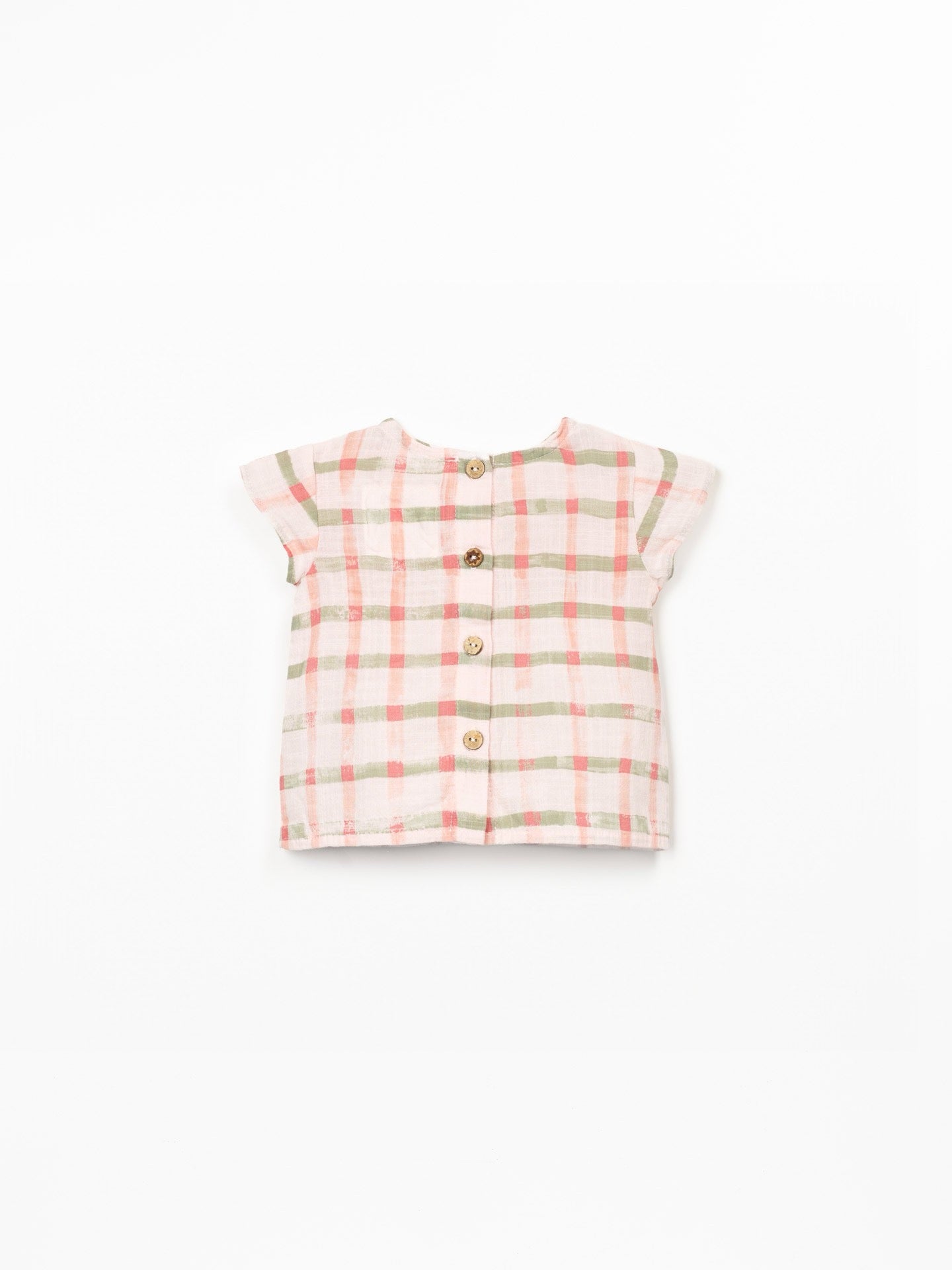 Play Up Organic Cotton Checkered Top || Pink-Green