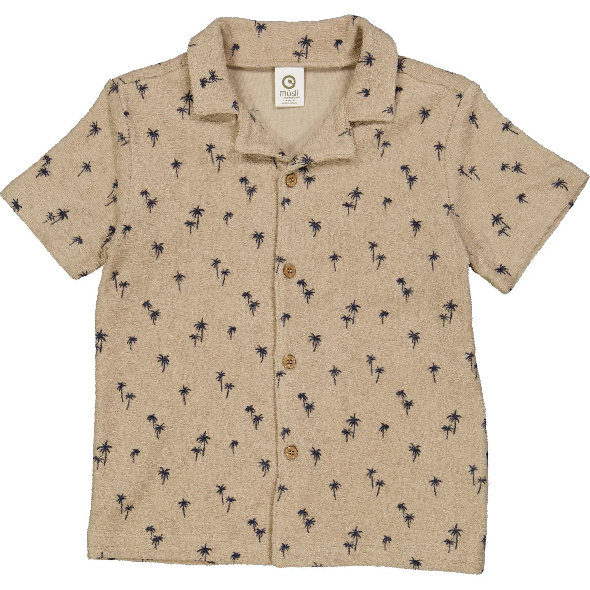 Palm Printed Terry Polo Shirt