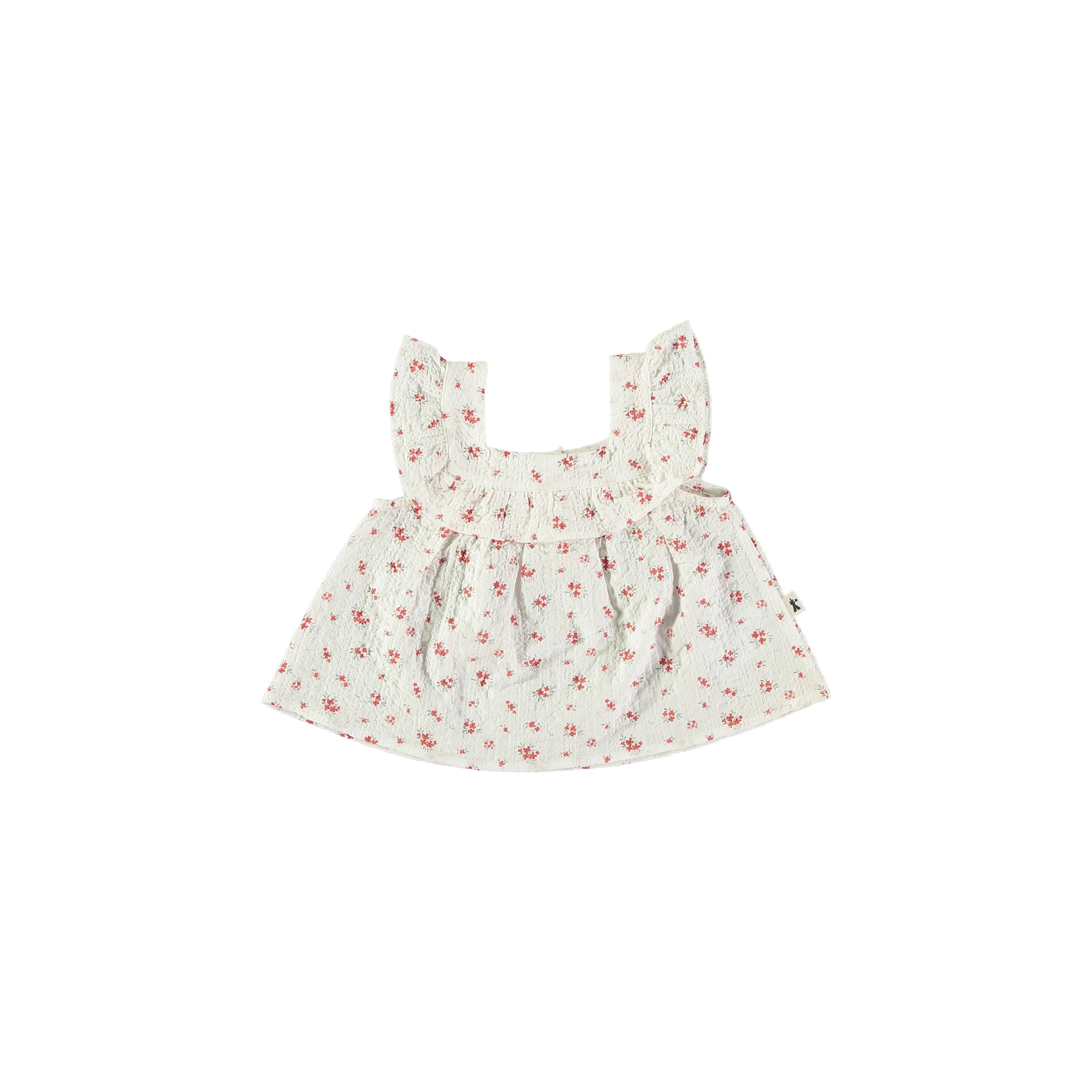 PETIT INDI RED FLOWER RUFFLE SLEEVE TOP