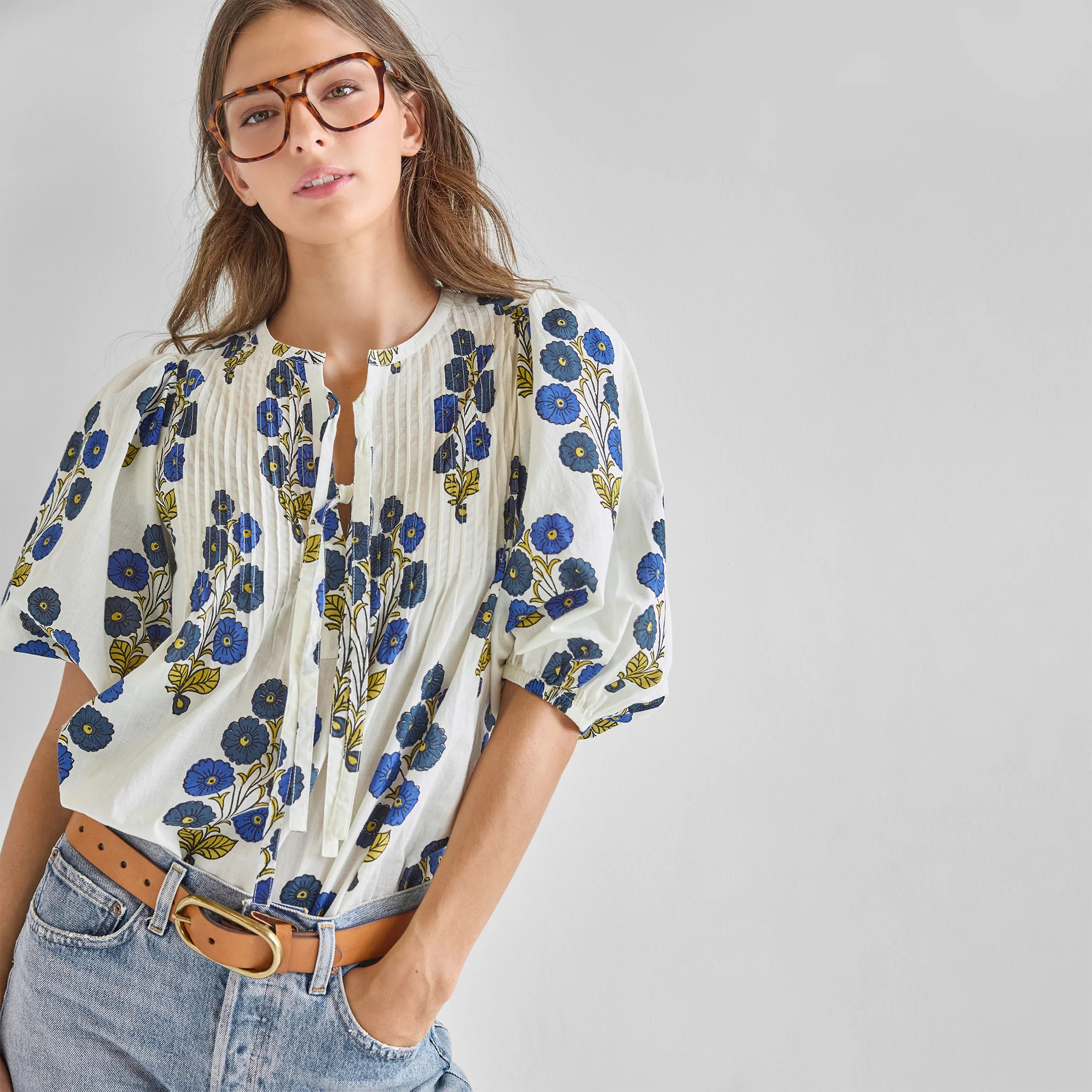 Womens Indira Top || Navy Buttercup Floral