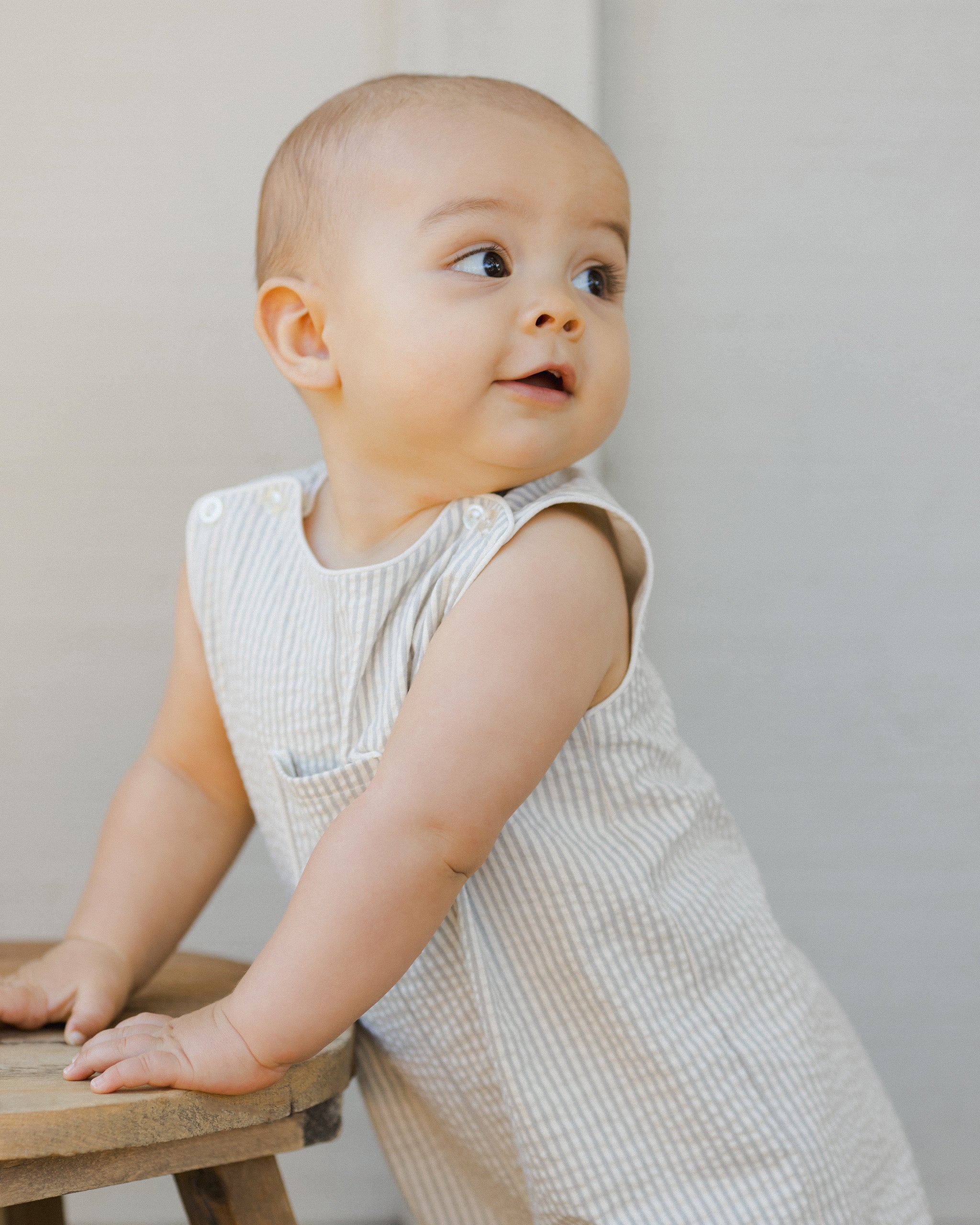 Georgie Romper || Sage Stripe