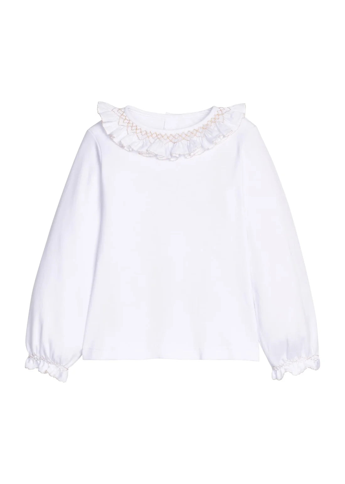 Litte English Smocked Madeline Blouse || White with Ivory