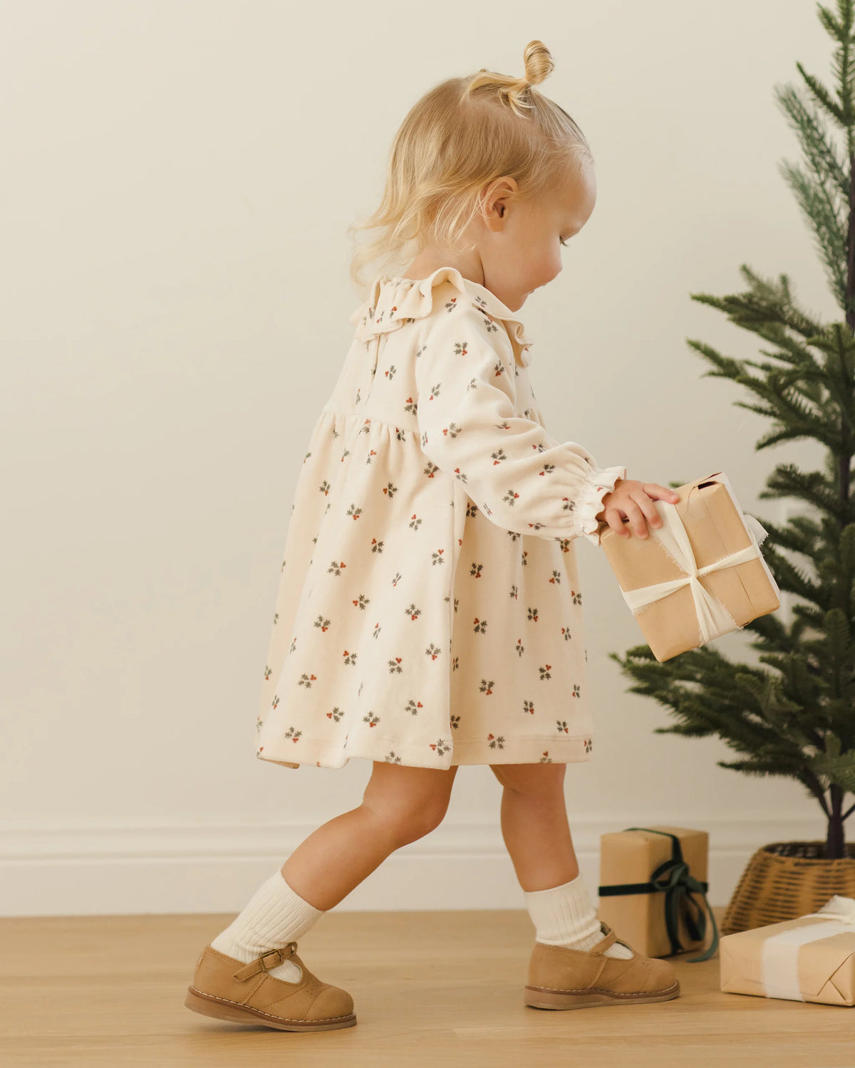 Velour Baby Dress || Holly Berry