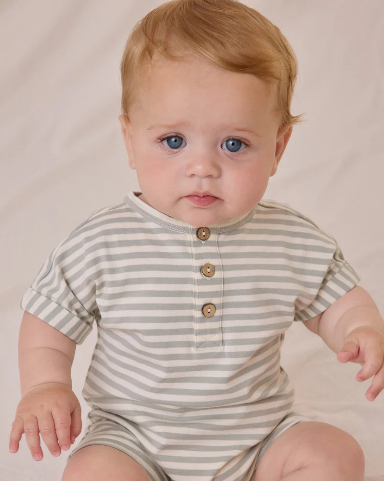 Short Sleeve One-Piece || Sage Stripe