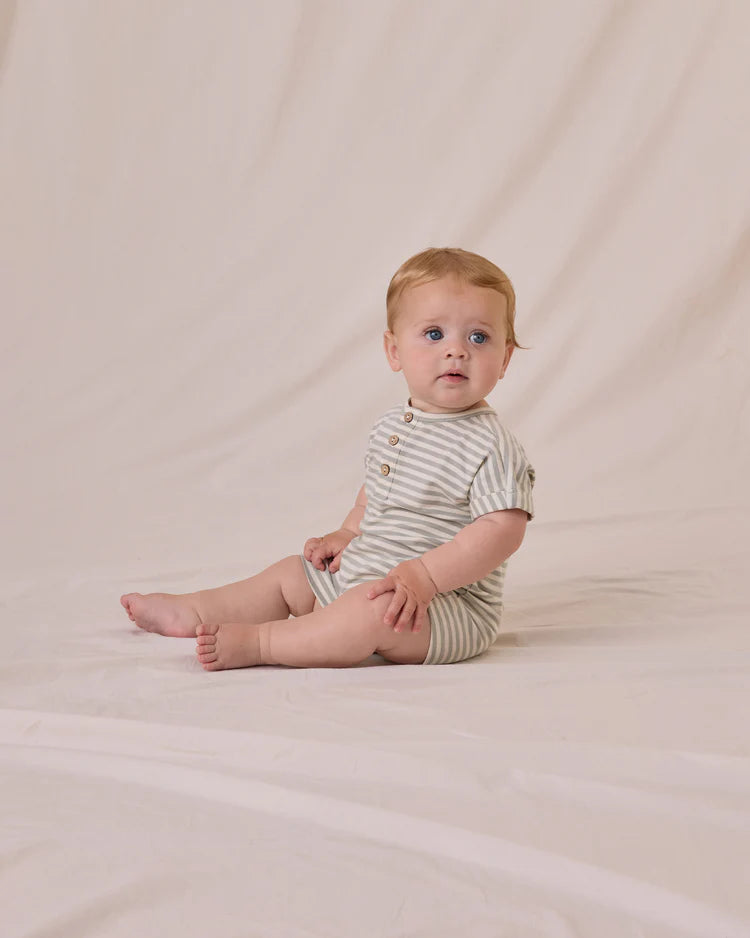 Short Sleeve One-Piece || Sage Stripe