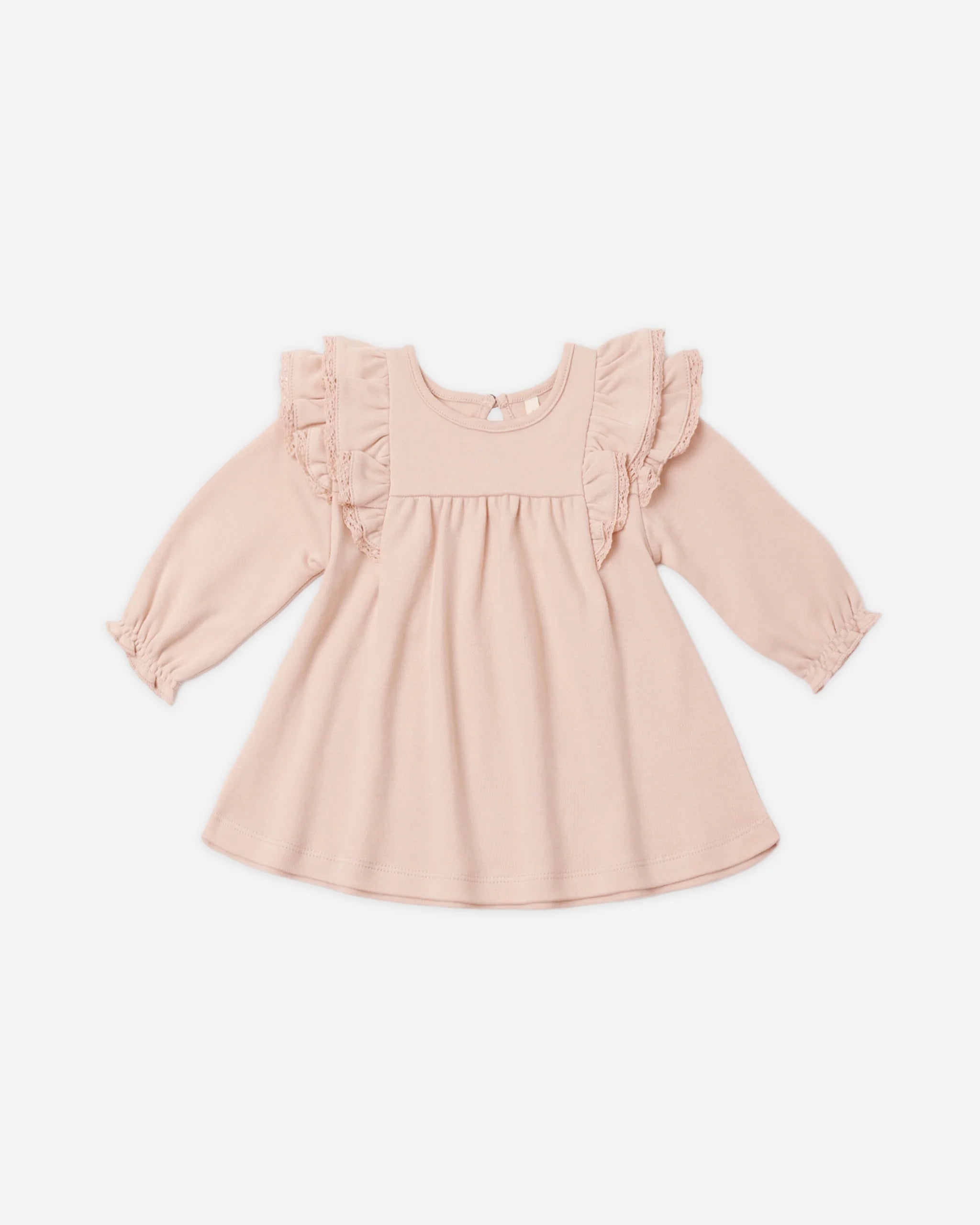 Quincy Mae Long Sleeve Flutter Dress || Dusty Rose