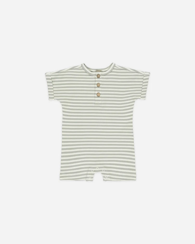 Short Sleeve One-Piece || Sage Stripe