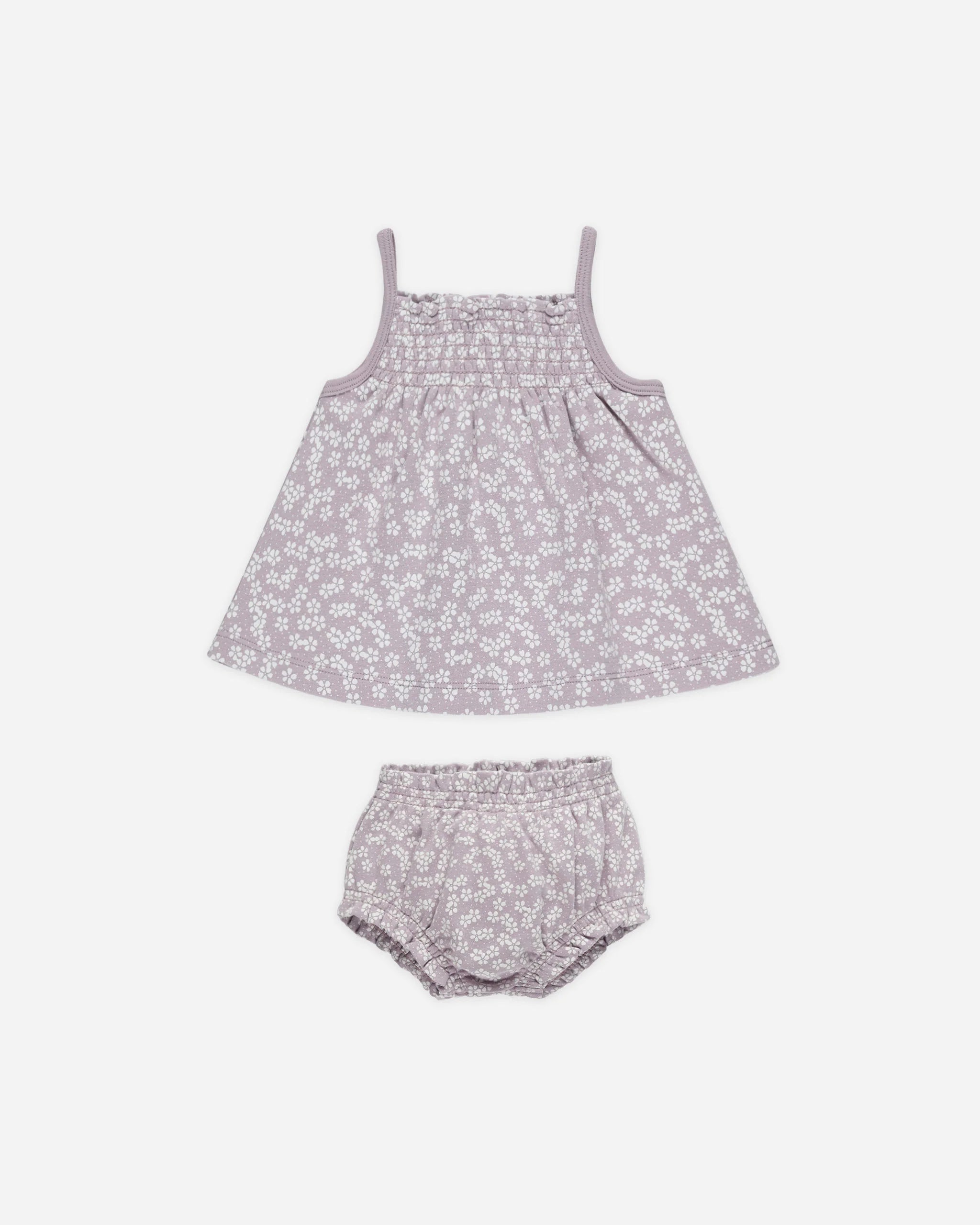Smocked Tank + Bloomer Set || Lavender Ditsy