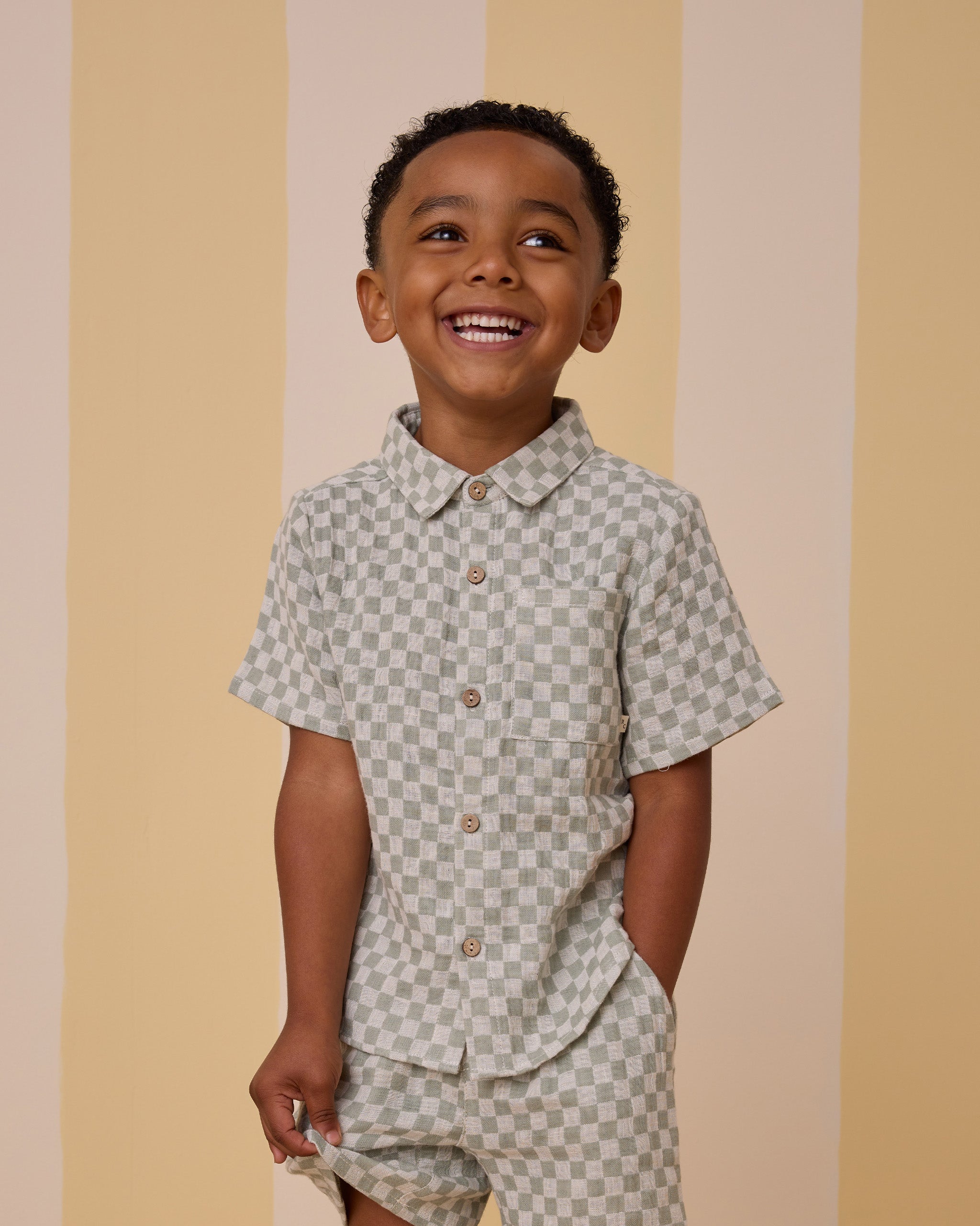 Rylee + Cru Collared Short Sleeve Shirt || Sage