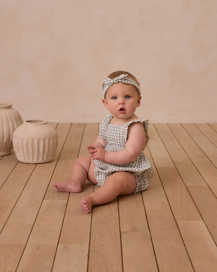 Rylee + Cru Baby Bow Headband || Eucalyptus Gingham